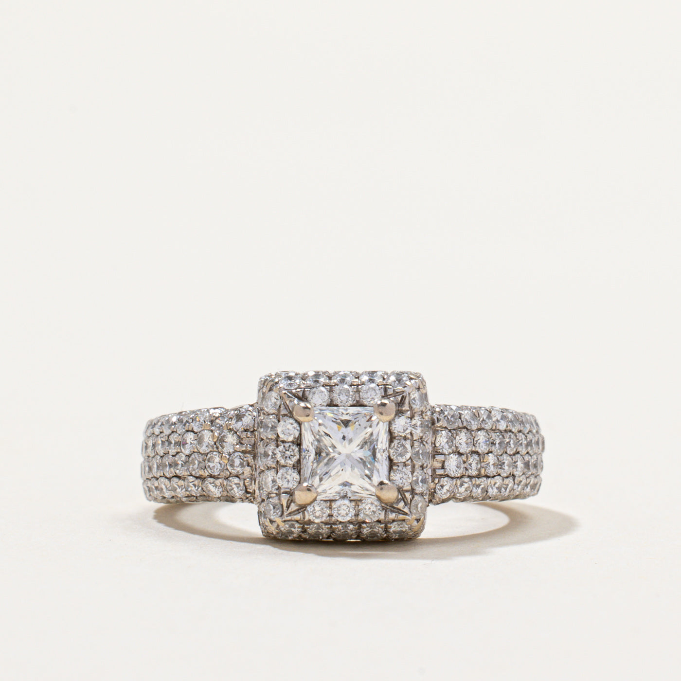 Princess Cut Diamond Halo Engagement Ring | 0.48ct, 0.75ctw | SZ 5