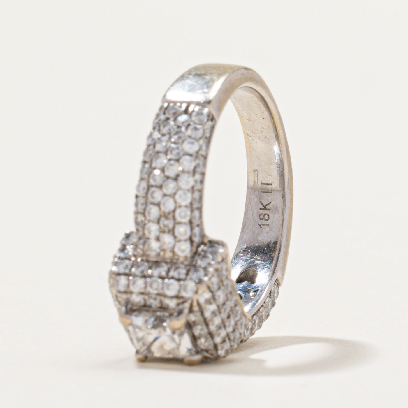 Princess Cut Diamond Halo Engagement Ring | 0.48ct, 0.75ctw | SZ 5