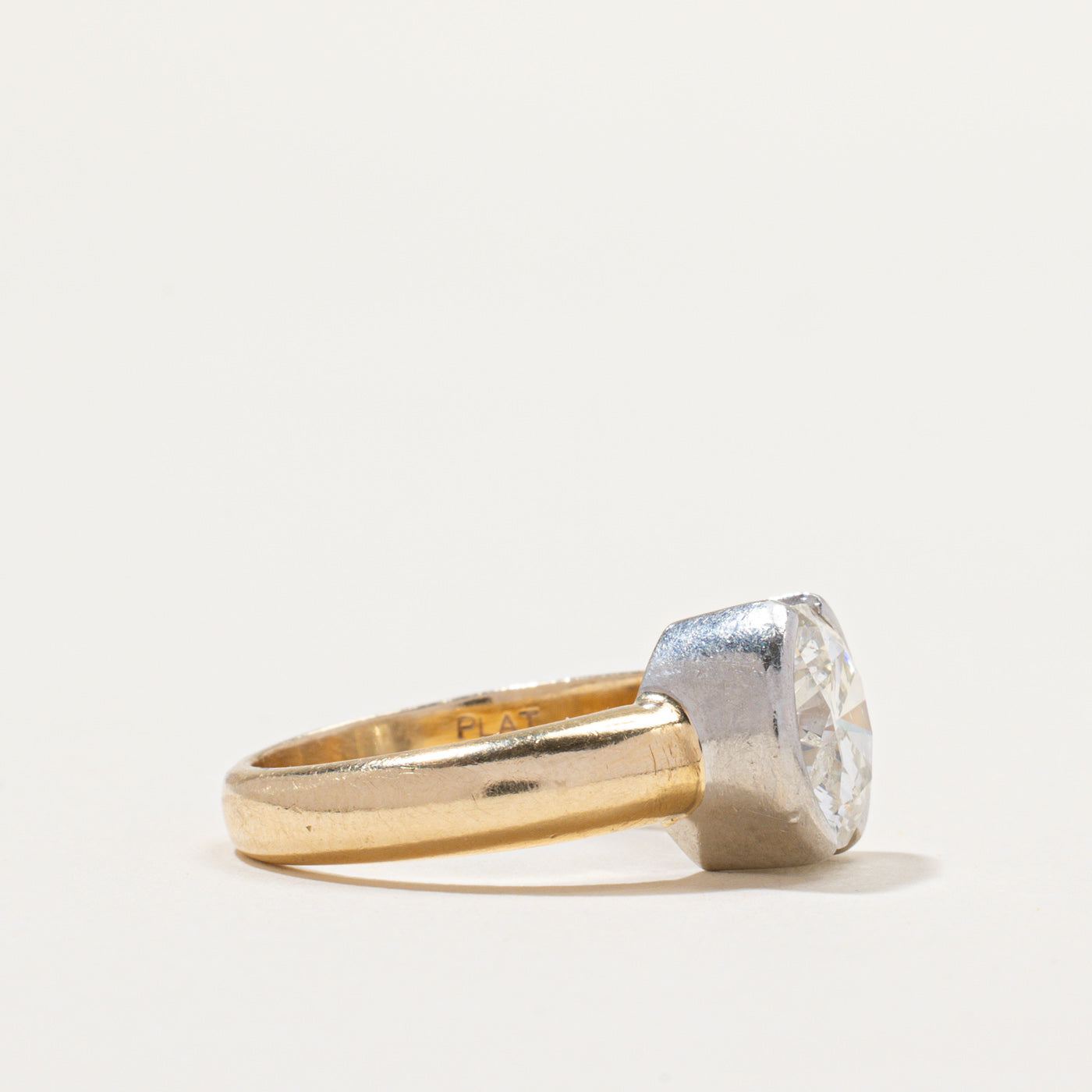2.5ct+ Natural Diamond Semi Bezel Solitaire Engagement Ring | 2.54ct I2 J/K | SZ 5.5