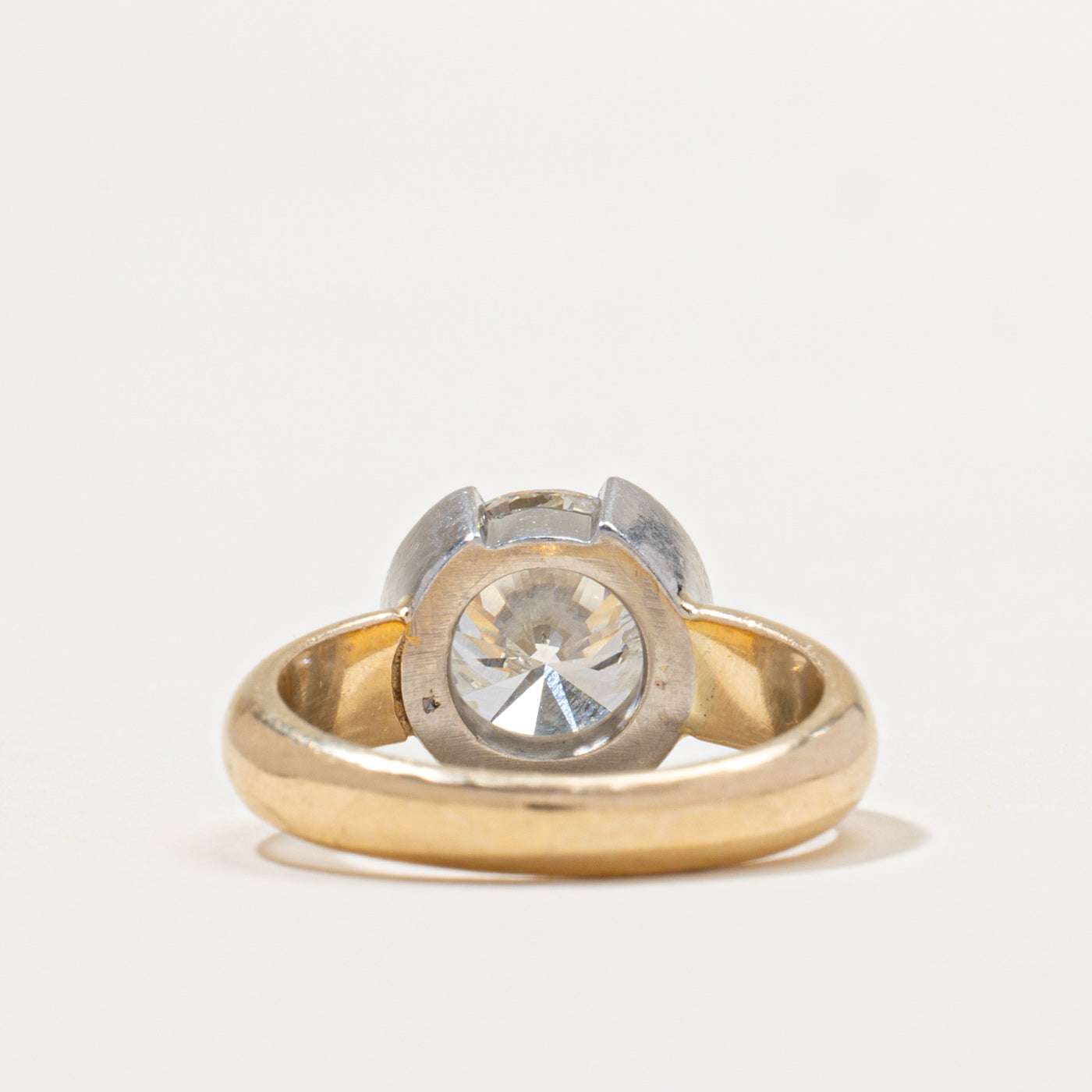 2.5ct+ Natural Diamond Semi Bezel Solitaire Engagement Ring | 2.54ct I2 J/K | SZ 5.5