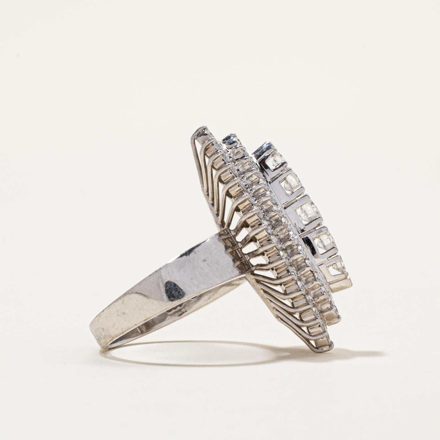 14K White Gold Diamond Navette Ring | 1.70ctw | SZ 8