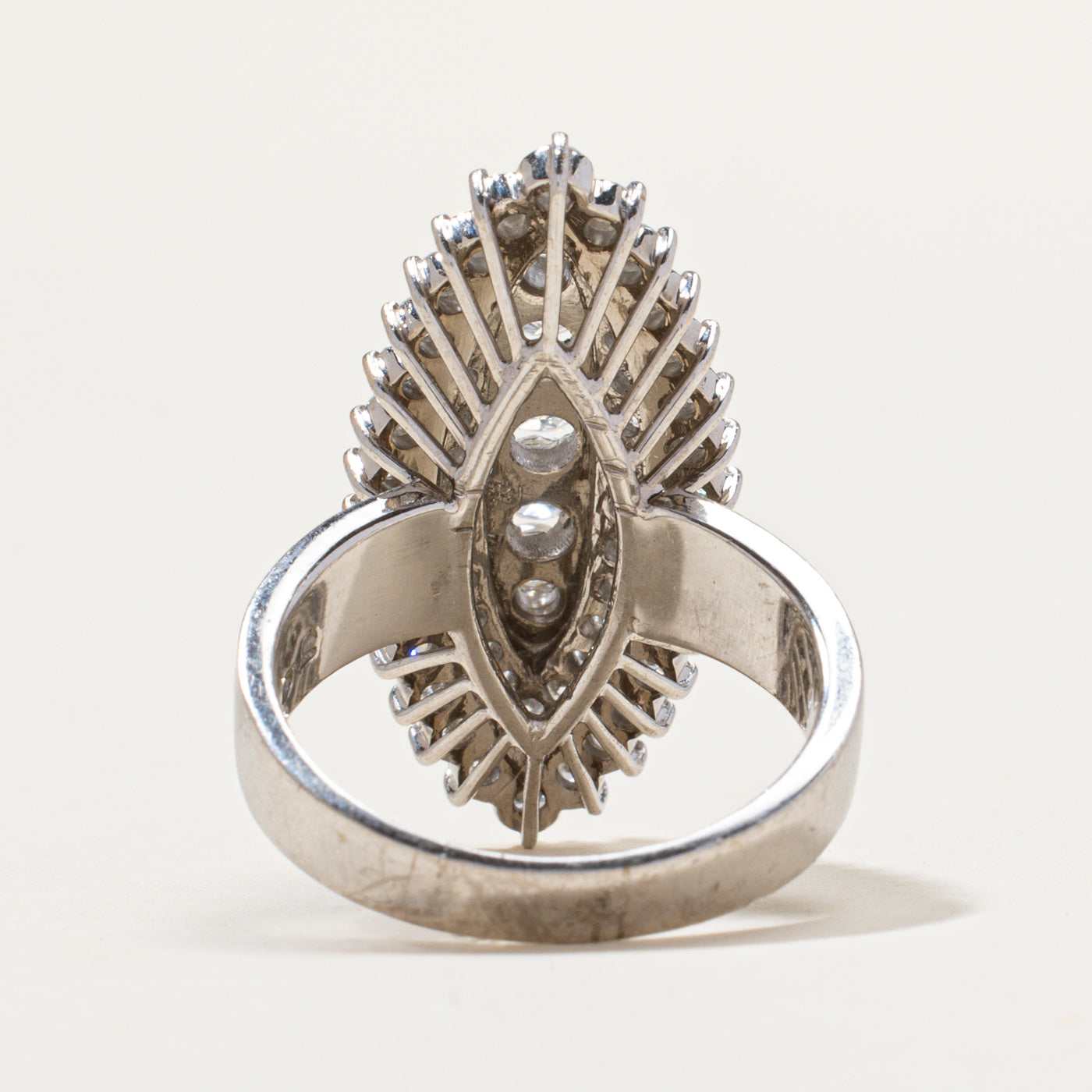 14K White Gold Diamond Navette Ring | 1.70ctw | SZ 8