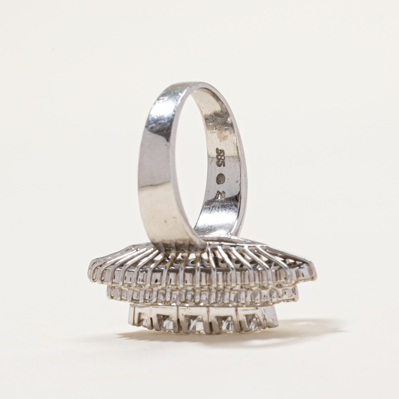 14K White Gold Diamond Navette Ring | 1.70ctw | SZ 8