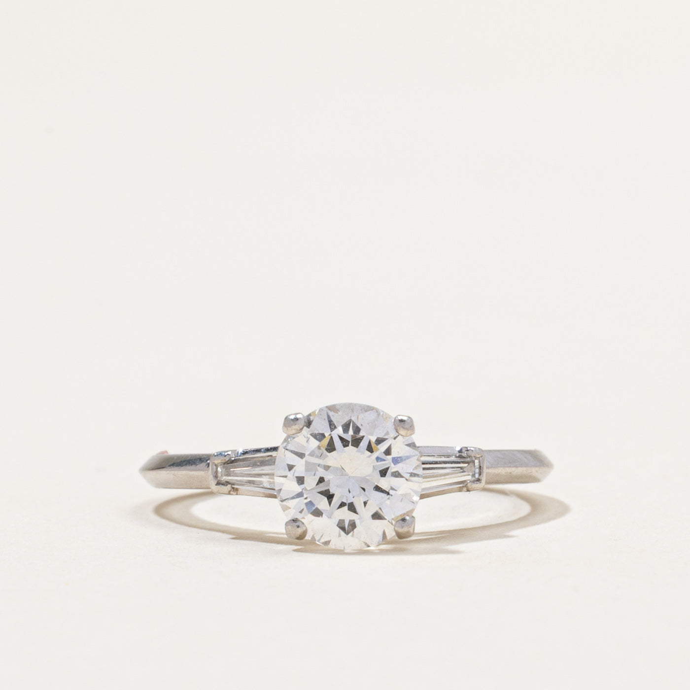 Platinum Diamond Engagement Ring | 1.00ct VS2 H, 0.14ctw | SZ 4.75