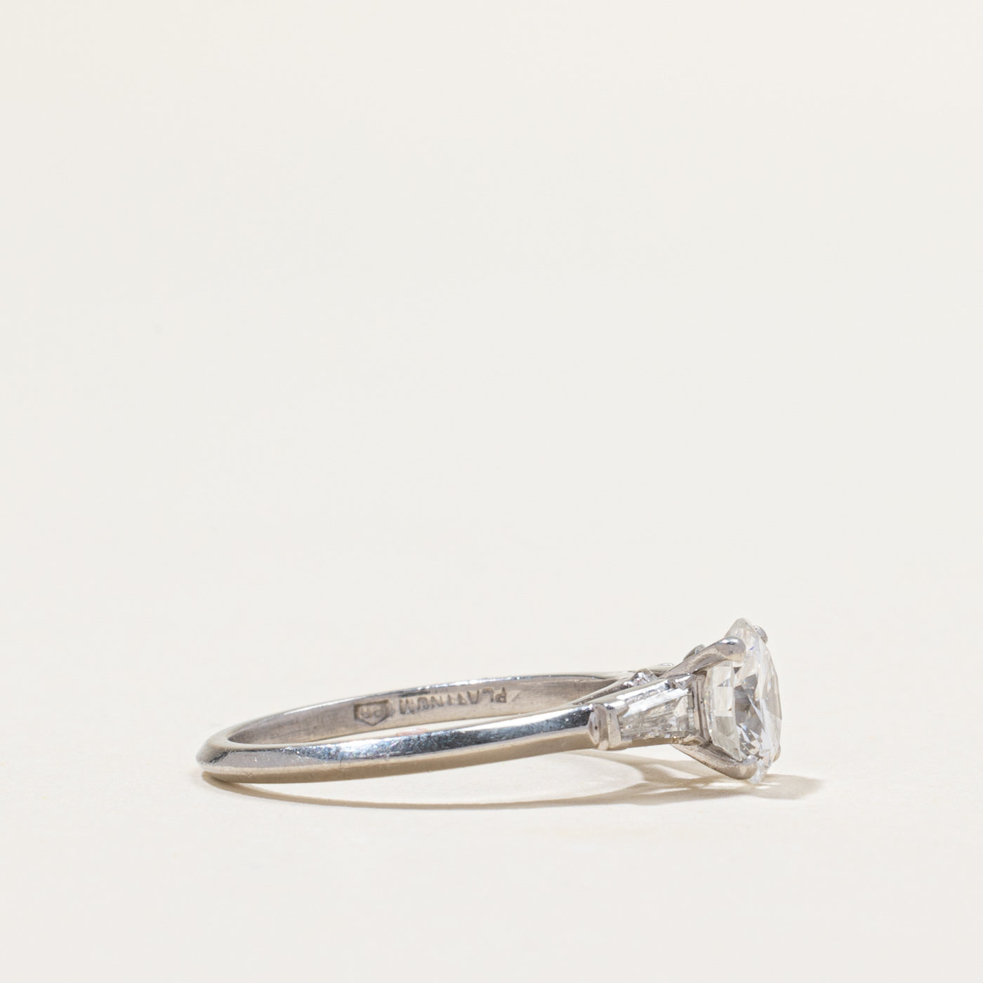 Platinum Diamond Engagement Ring | 1.00ct VS2 H, 0.14ctw | SZ 4.75