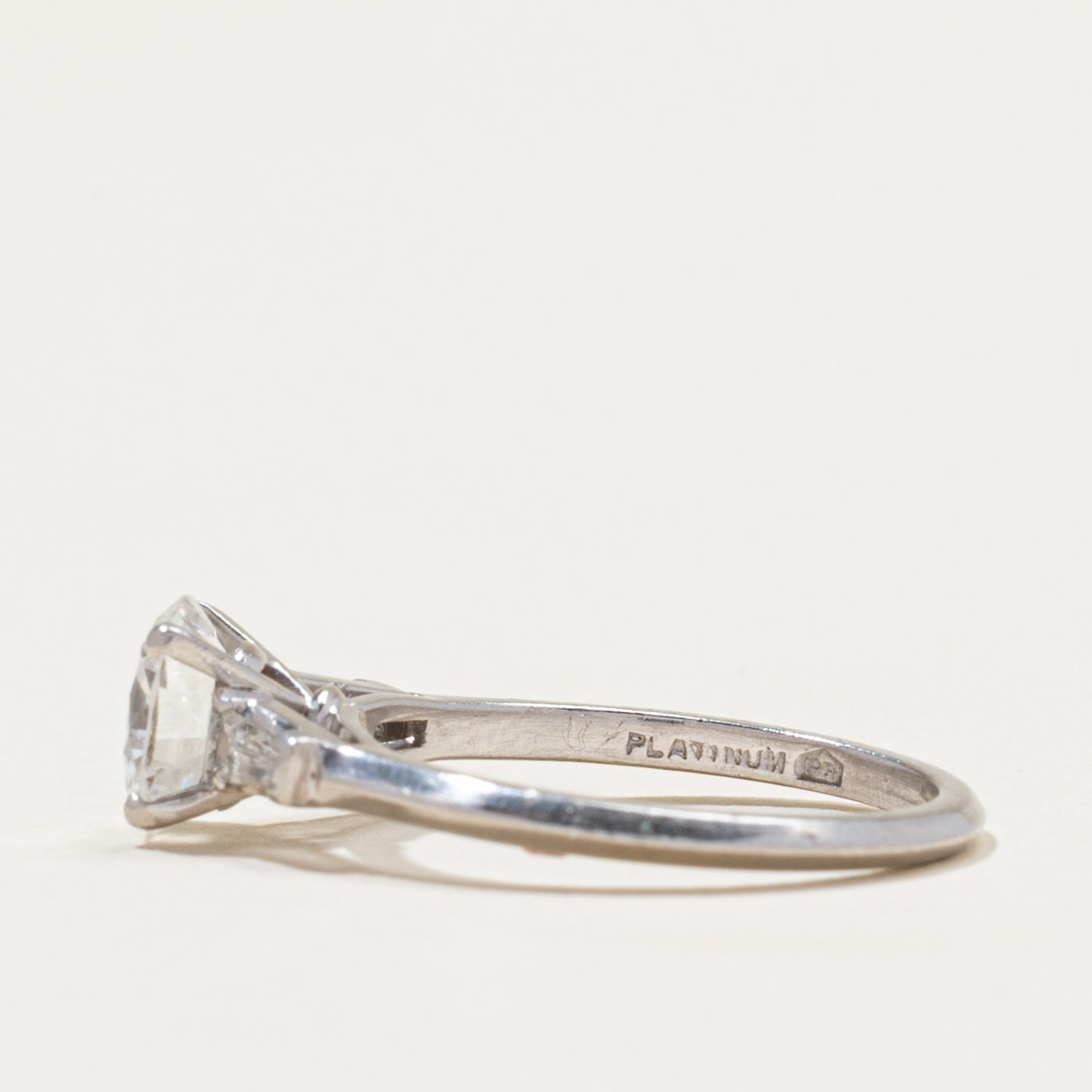Platinum Diamond Engagement Ring | 1.00ct VS2 H, 0.14ctw | SZ 4.75
