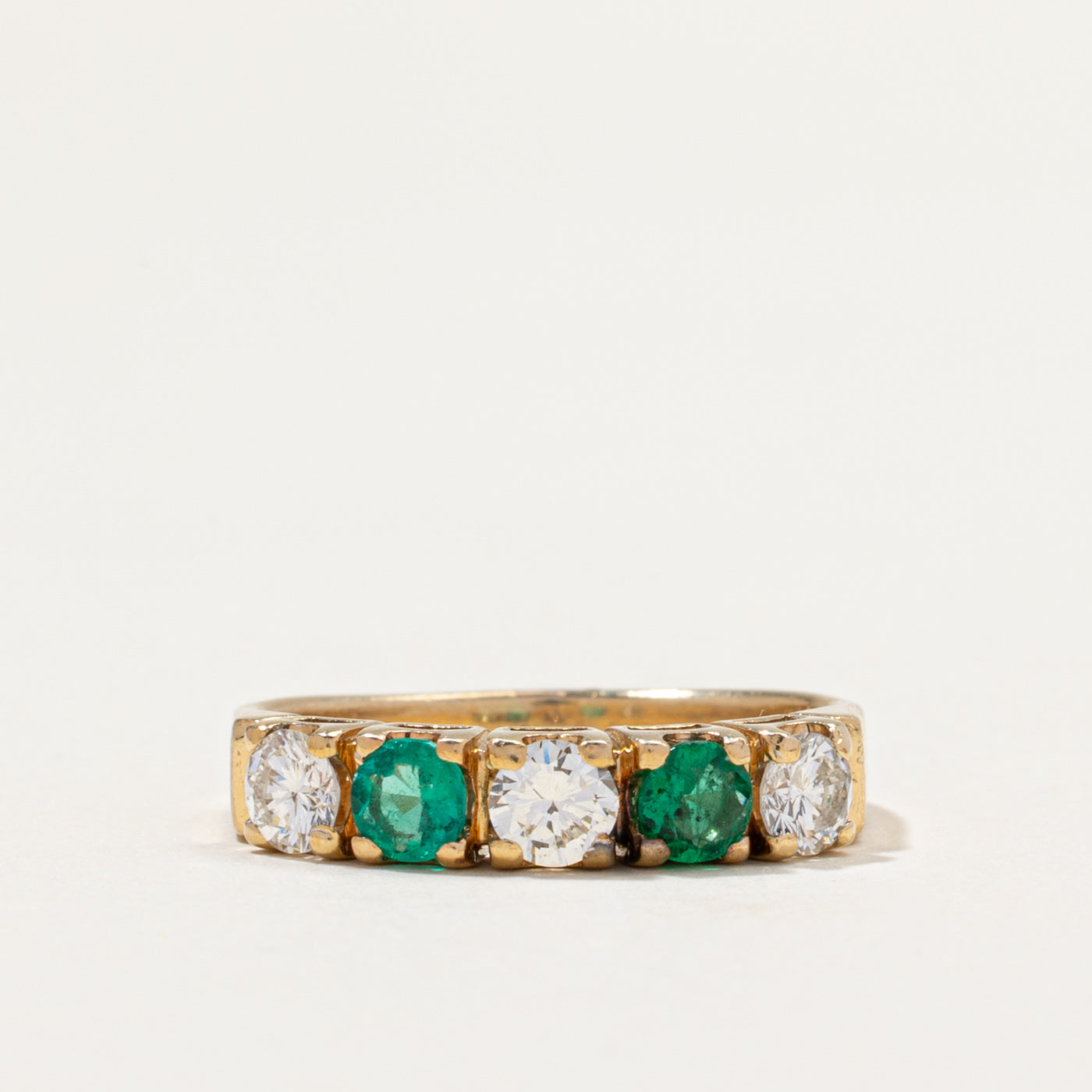 Five Stone Diamond & Emerald Ring | 0.54ctw | 0.36ctw | SZ 7