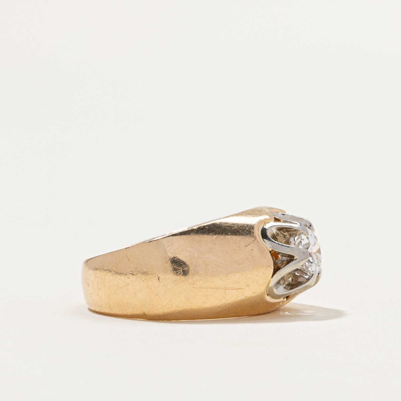 Bague massive sertie de diamants Belcher en or 14 carats | 0,50 ct | Taille 7,5