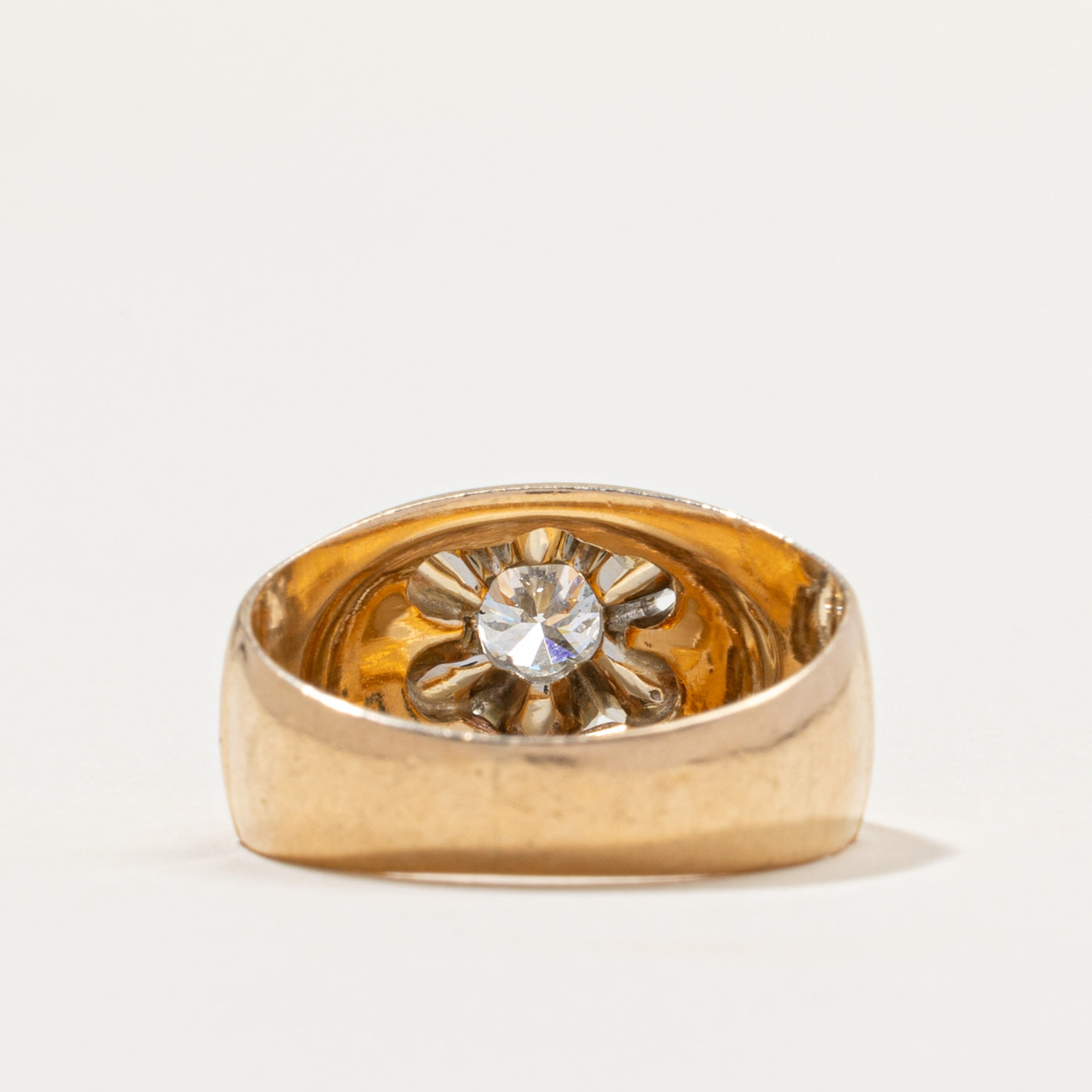 Bague massive sertie de diamants Belcher en or 14 carats | 0,50 ct | Taille 7,5