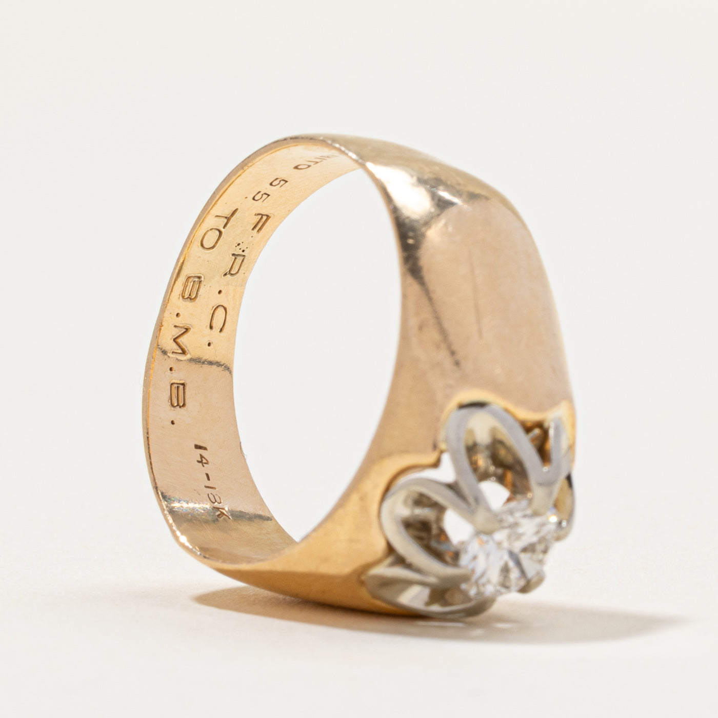 Bague massive sertie de diamants Belcher en or 14 carats | 0,50 ct | Taille 7,5