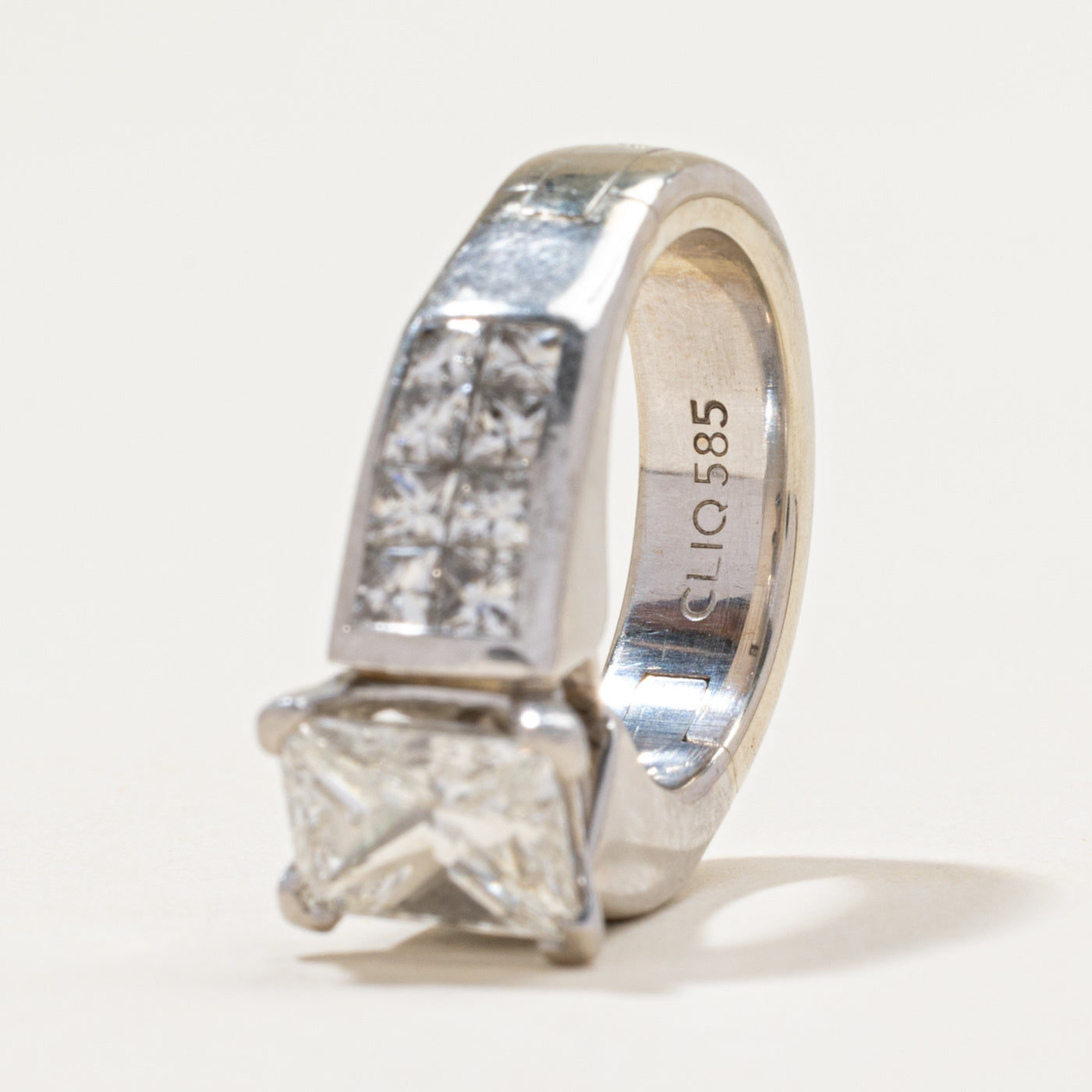 'Cliq' Princess Cut Diamond Hinge Engagement Ring | 3.25ctw | SZ 4