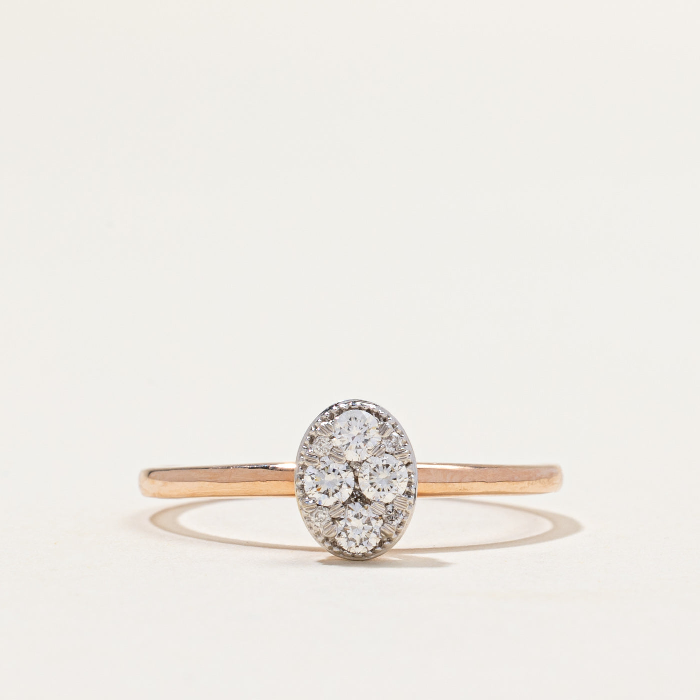Rose Gold Diamond Oval Cluster Ring | 0.28ctw | SZ 10