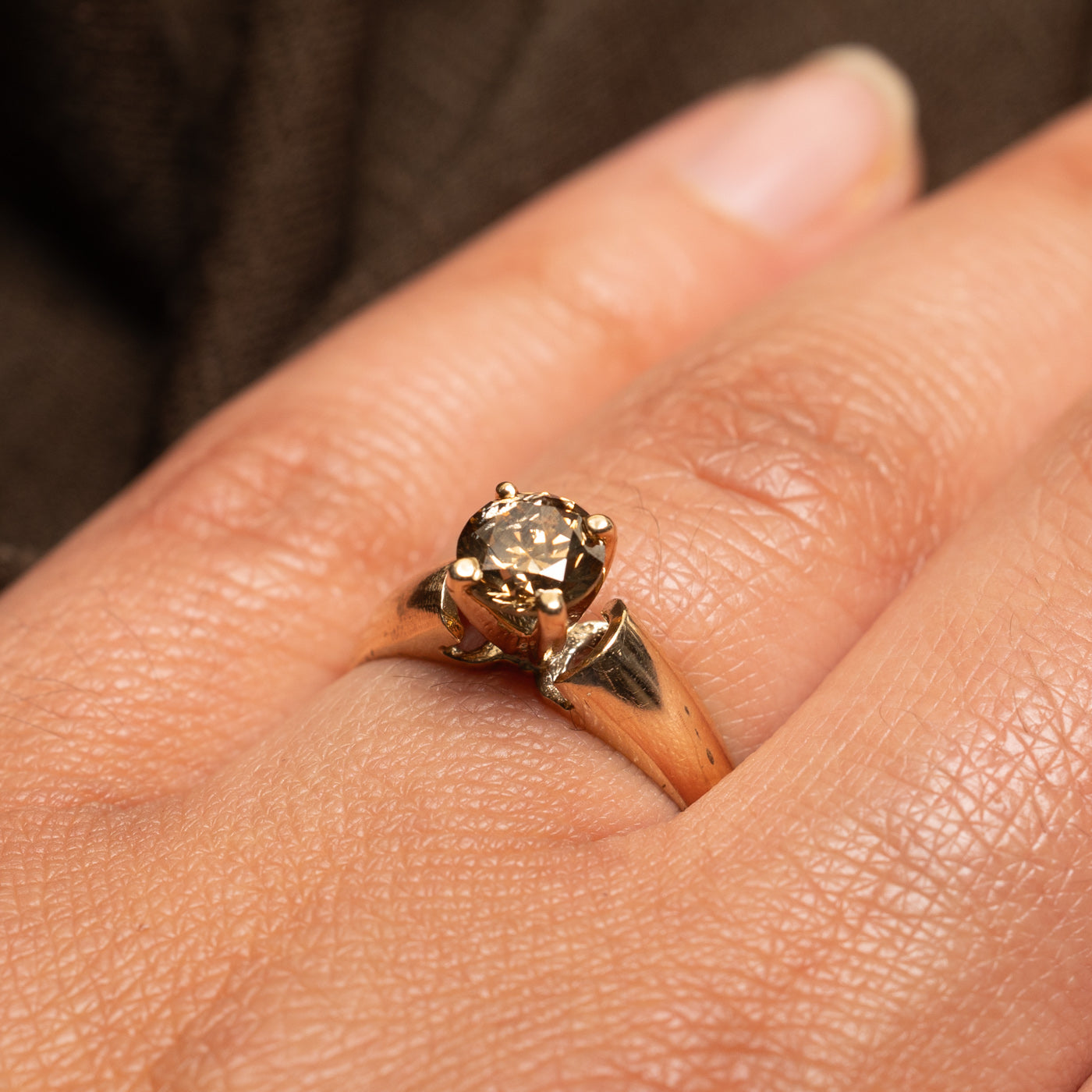 Solitaire Brown Diamond Engagement Ring | 1.00ct | SZ 6.75