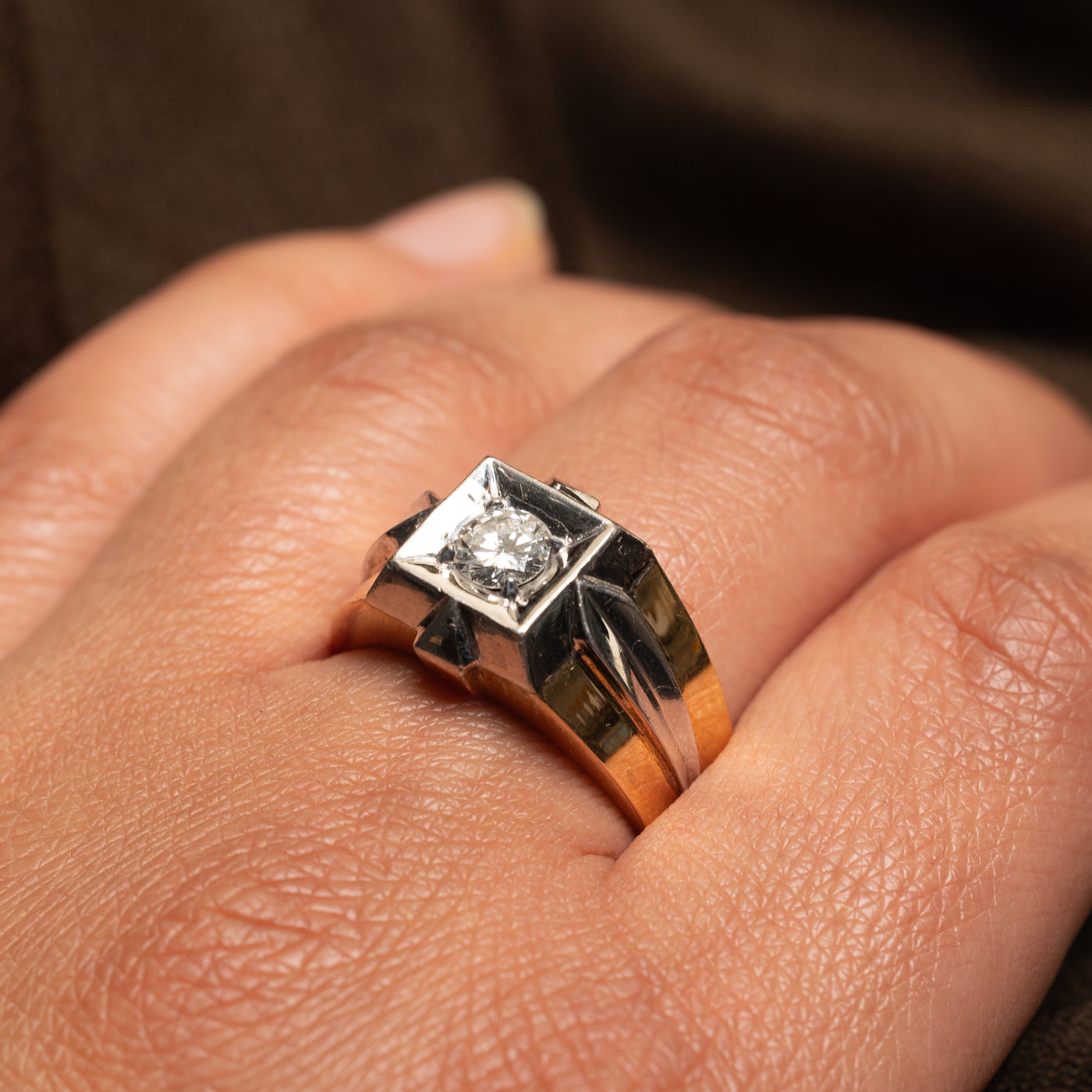 Two Tone Gold Diamond Chunky Ring | 0.50ct | SZ 8.5
