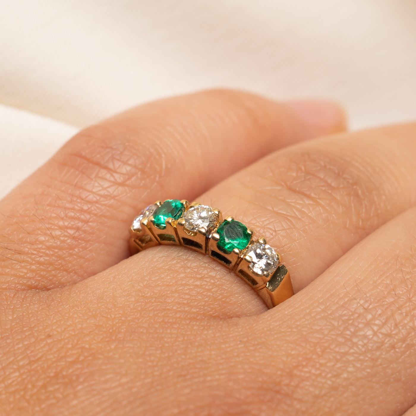 Five Stone Diamond & Emerald Ring | 0.54ctw | 0.36ctw | SZ 7