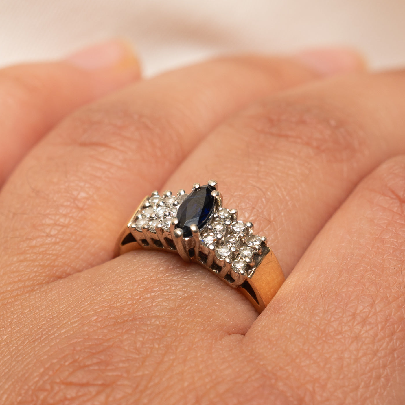 Marquise Cut Sapphire and Diamond Ring | 0.50ctw | 0.50ct | SZ 8