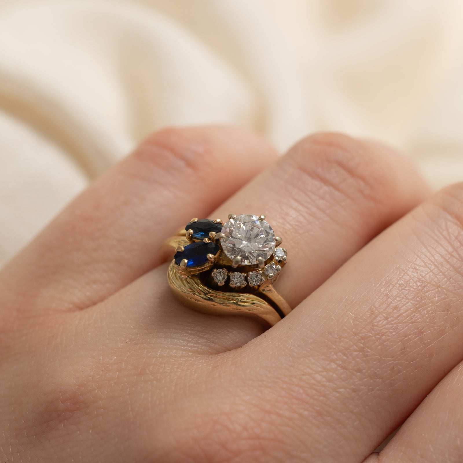 Diamond & Sapphire Engagement Ring | 1.16ctw, 0.34ctw | SZ 6
