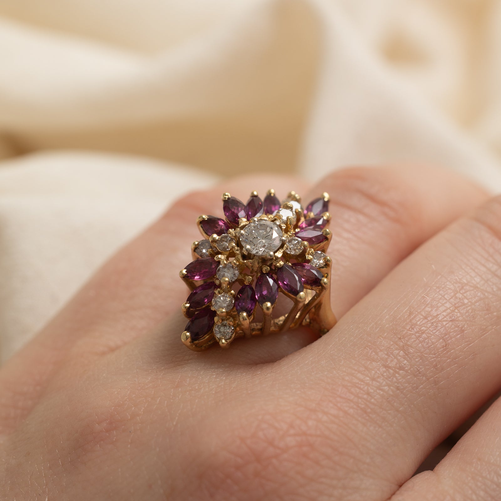 Ruby & Diamond Cocktail Ring | 2.10ctw, 1.02ctw | SZ 6