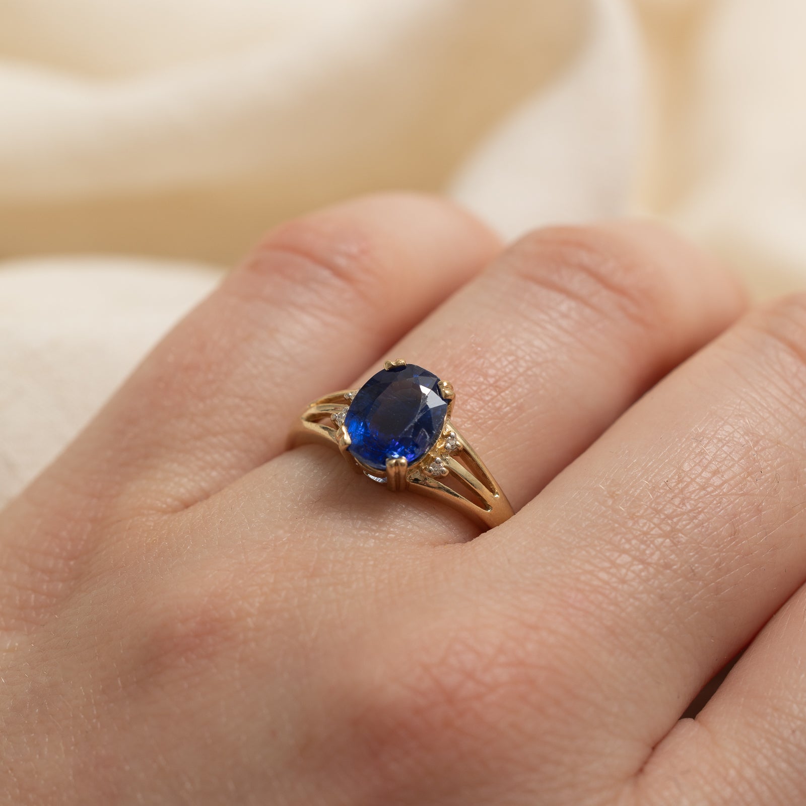 Birmingham Hallmarked Sapphire & Diamond Ring | 1.80ct, 0.01ctw | SZ 7