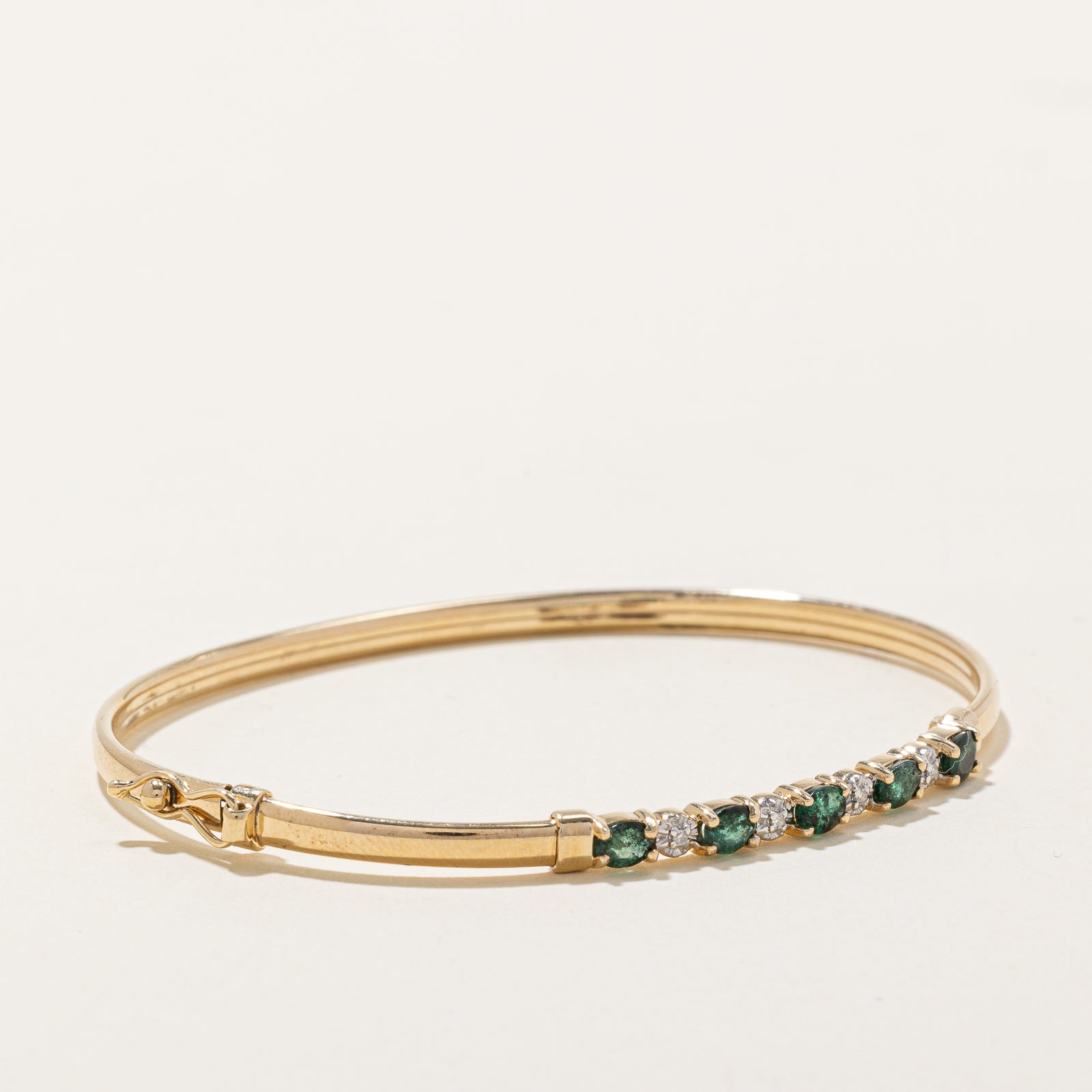 Emerald & Diamond Bangle | 1.00ctw, 0.015ctw | 7"