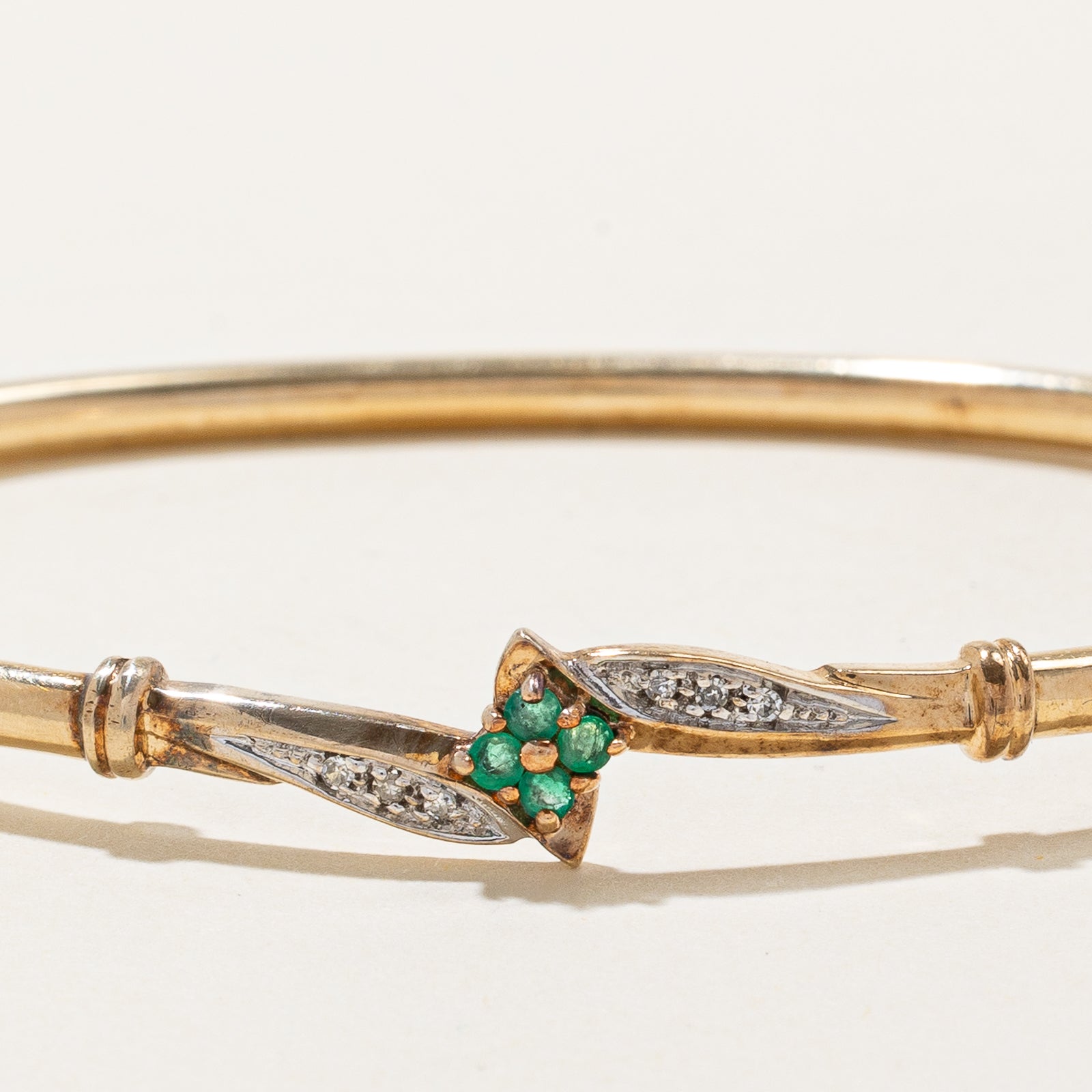 Emerald & Diamond Bangle | 0.08ctw, 0.03ctw | 7"