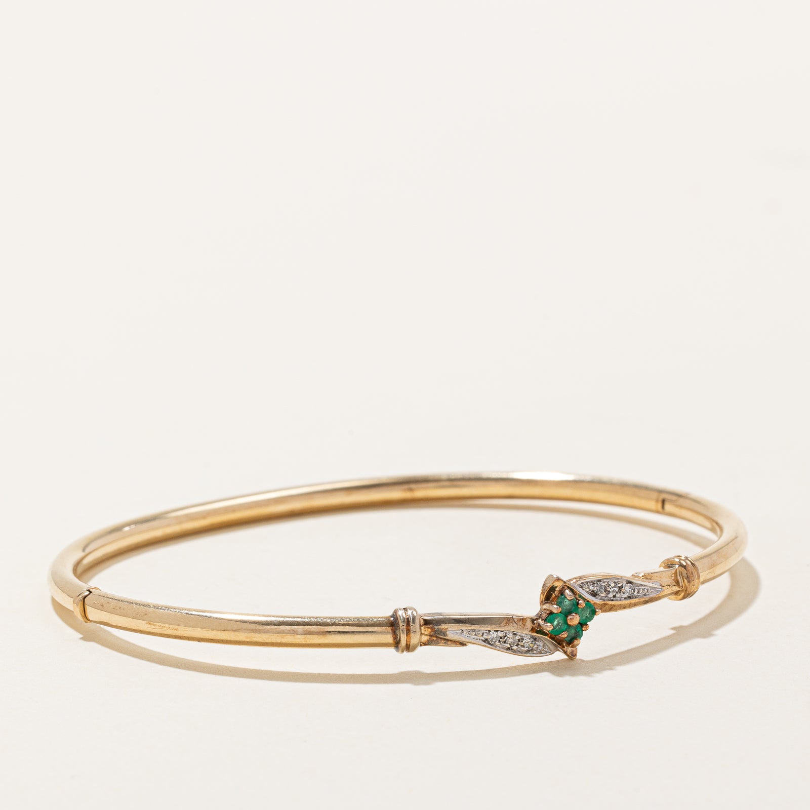 Emerald & Diamond Bangle | 0.08ctw, 0.03ctw | 7"