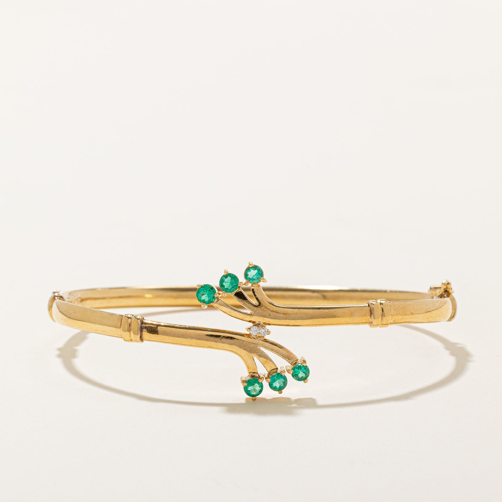Italian Emerald & Diamond Bypass Bracelet | 0.60ctw, 0.02ctw | 7"