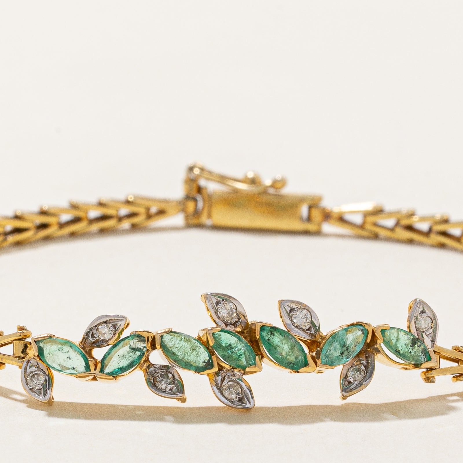 Emerald & Diamond Gemstone Bracelet | 0.57ctw, 0.11ctw | 6.5"