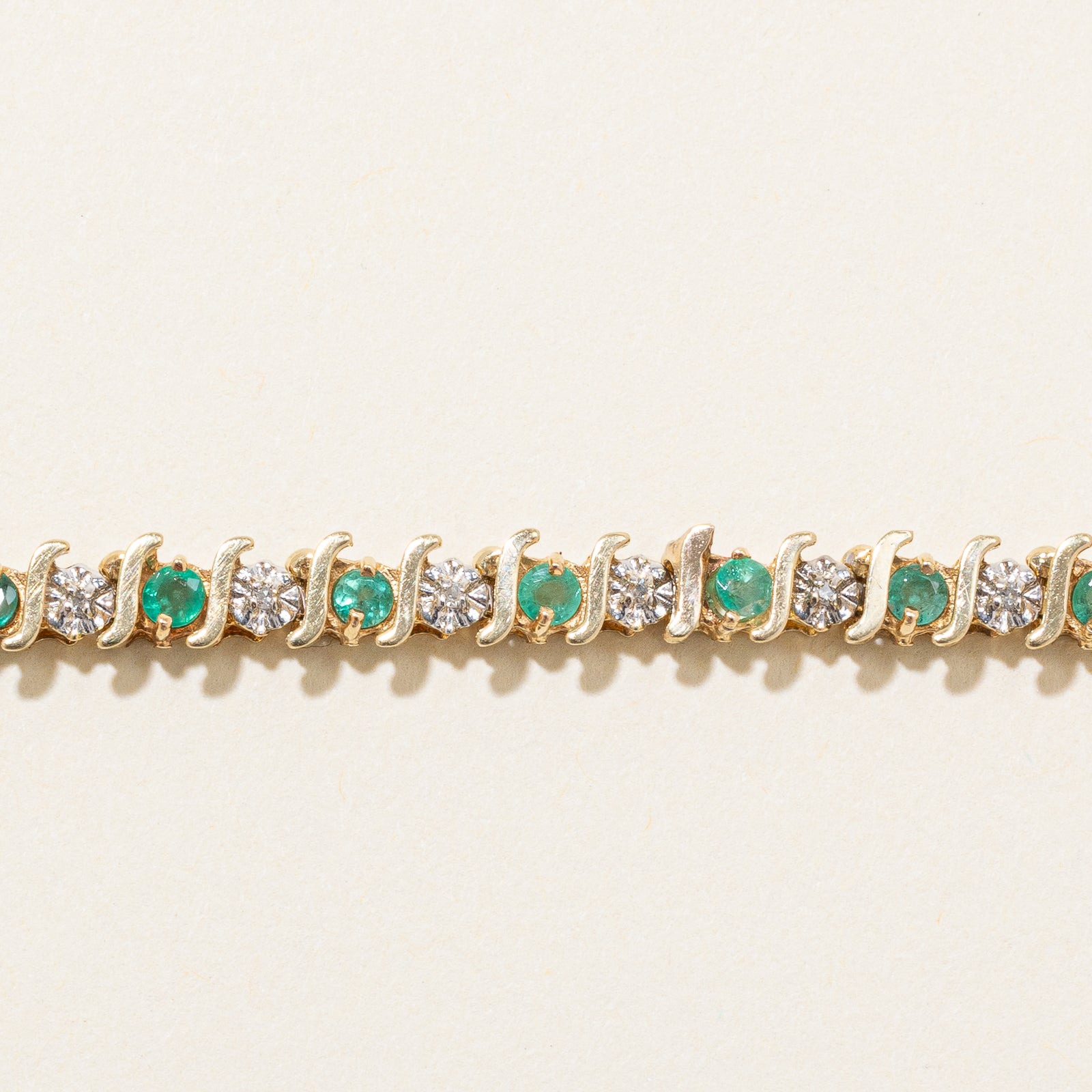 Emerald & Diamond Eternity Bracelet | 1.50ctw, 0.14ctw | 7"