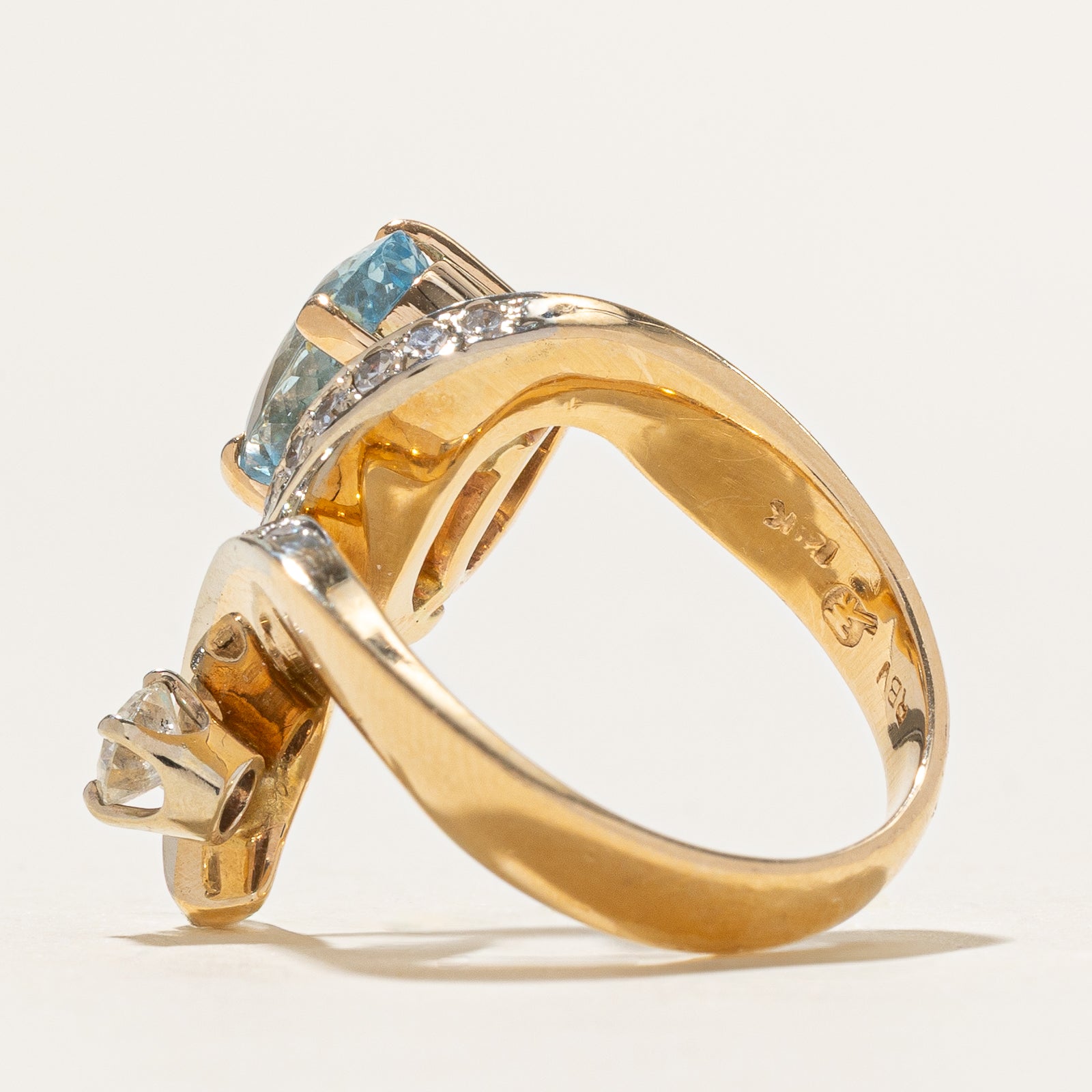 Aquamarine & Diamond Cocktail Ring | 2.00ct, 0.41ctw | SZ 6