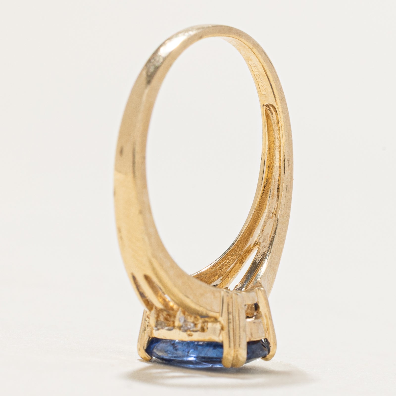 Birmingham Hallmarked Sapphire & Diamond Ring | 1.80ct, 0.01ctw | SZ 7