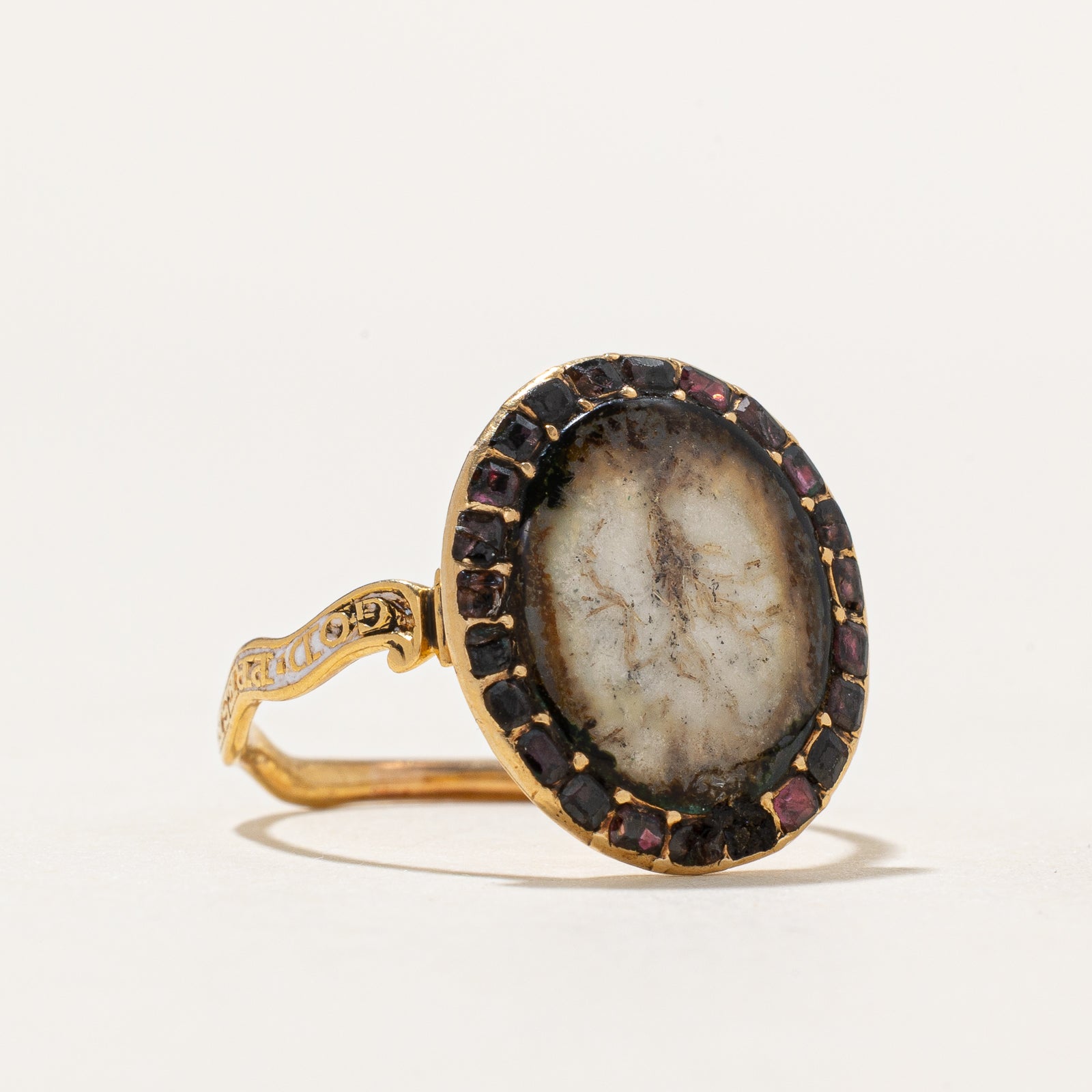 Georgian Memento Mori Garnet & Glass Ring | 0.60ctw | SZ 7.75