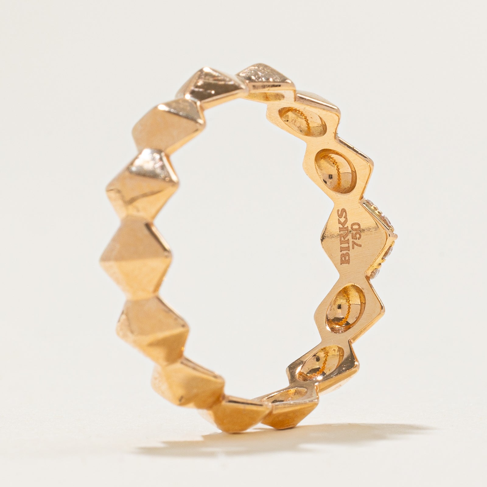 'Birks' Iconic Stackable Diamond Rock & Pearl Ring | 0.07ctw | SZ 6.25