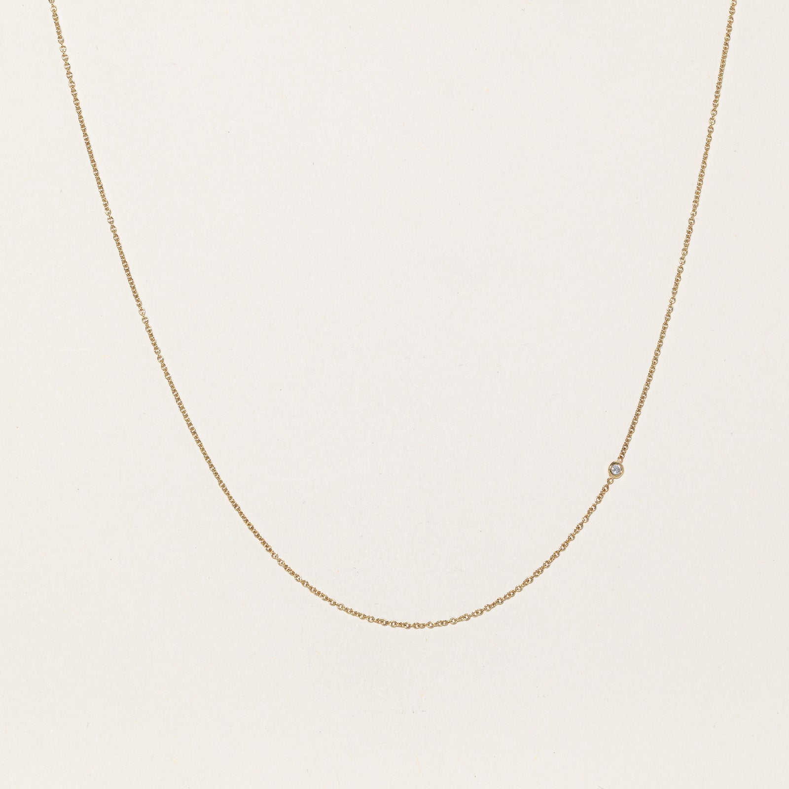 'Zoé Chicco' 14k Gold Offset Floating Diamond Chain Necklace | 0.02ct | 18"
