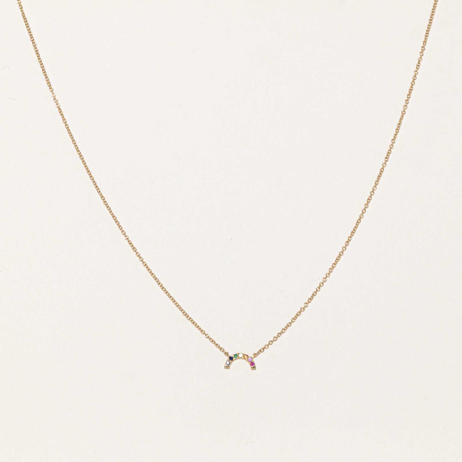 'EF Collection' 14K Rainbow Sapphire Pendant Necklace | 0.05ctw | 17.5"