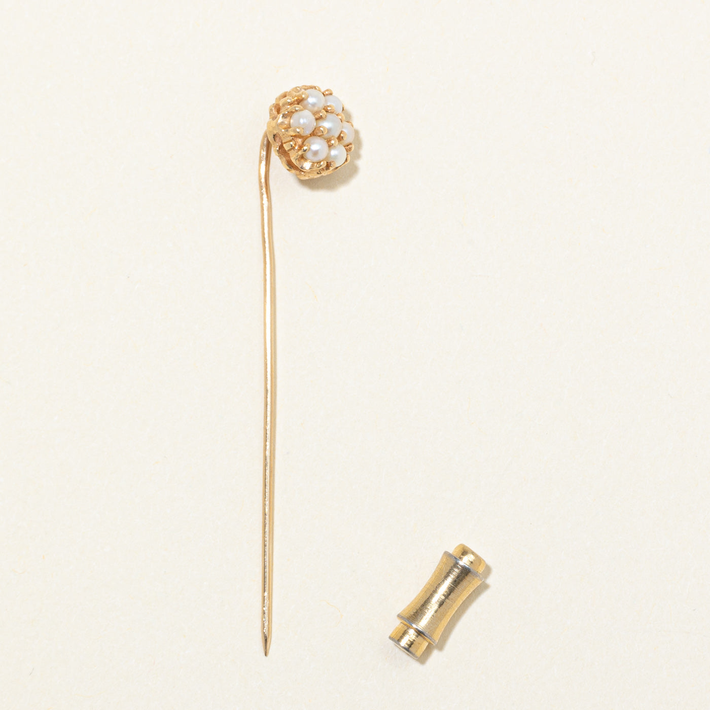Vintage 14K Imitation Pearl Pin