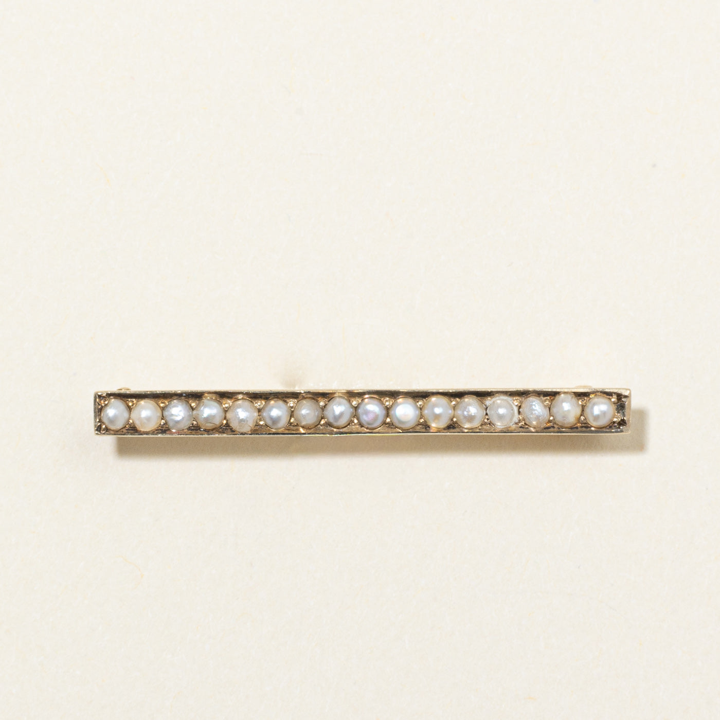10K Seed Pearl Bar Brooch