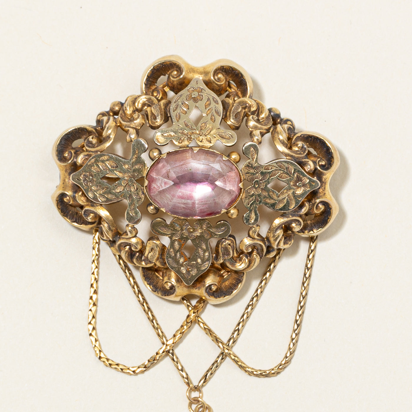 Victorian 14K Quartz Collar Brooch | 15.00ctw