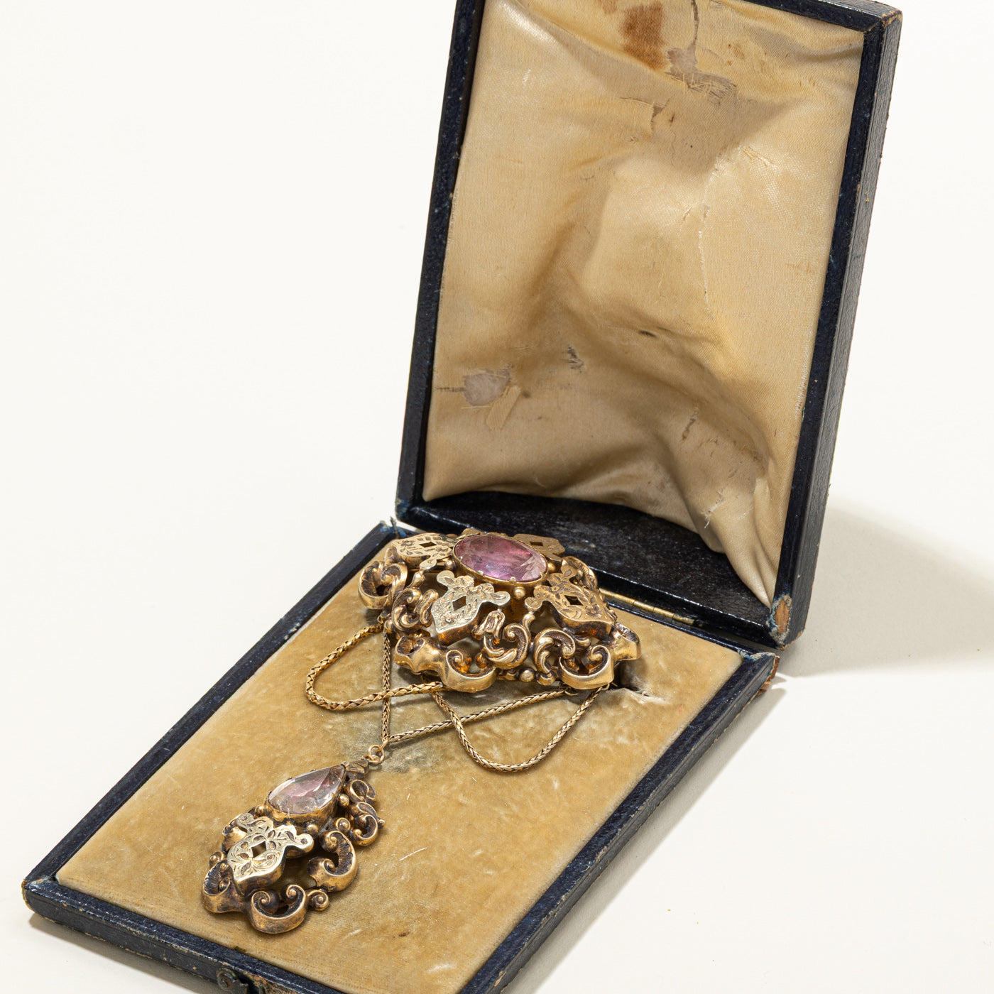 Victorian 14K Quartz Collar Brooch | 15.00ctw