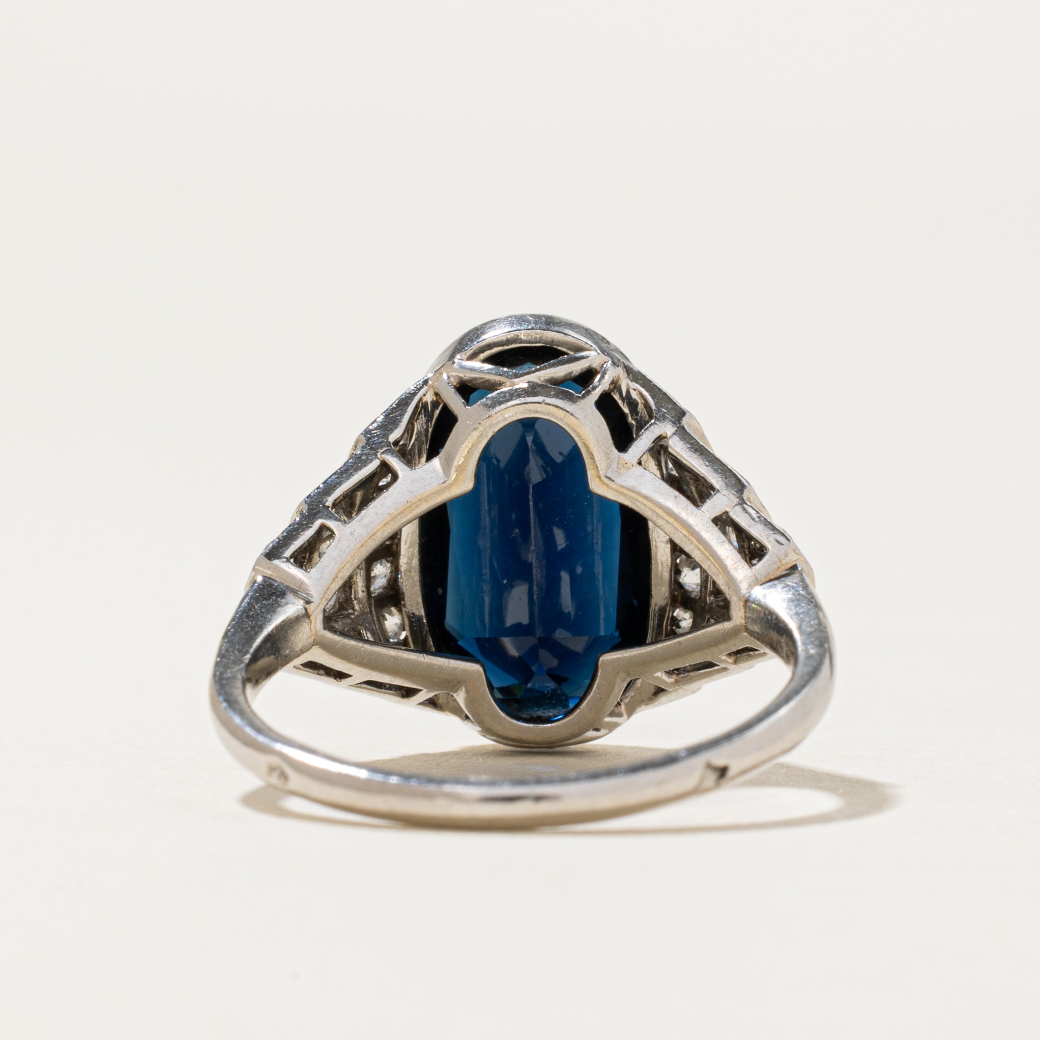 Vintage Platinum Sapphire & Diamond Ring | 3.16ct, 0.58ctw | SZ 5.75