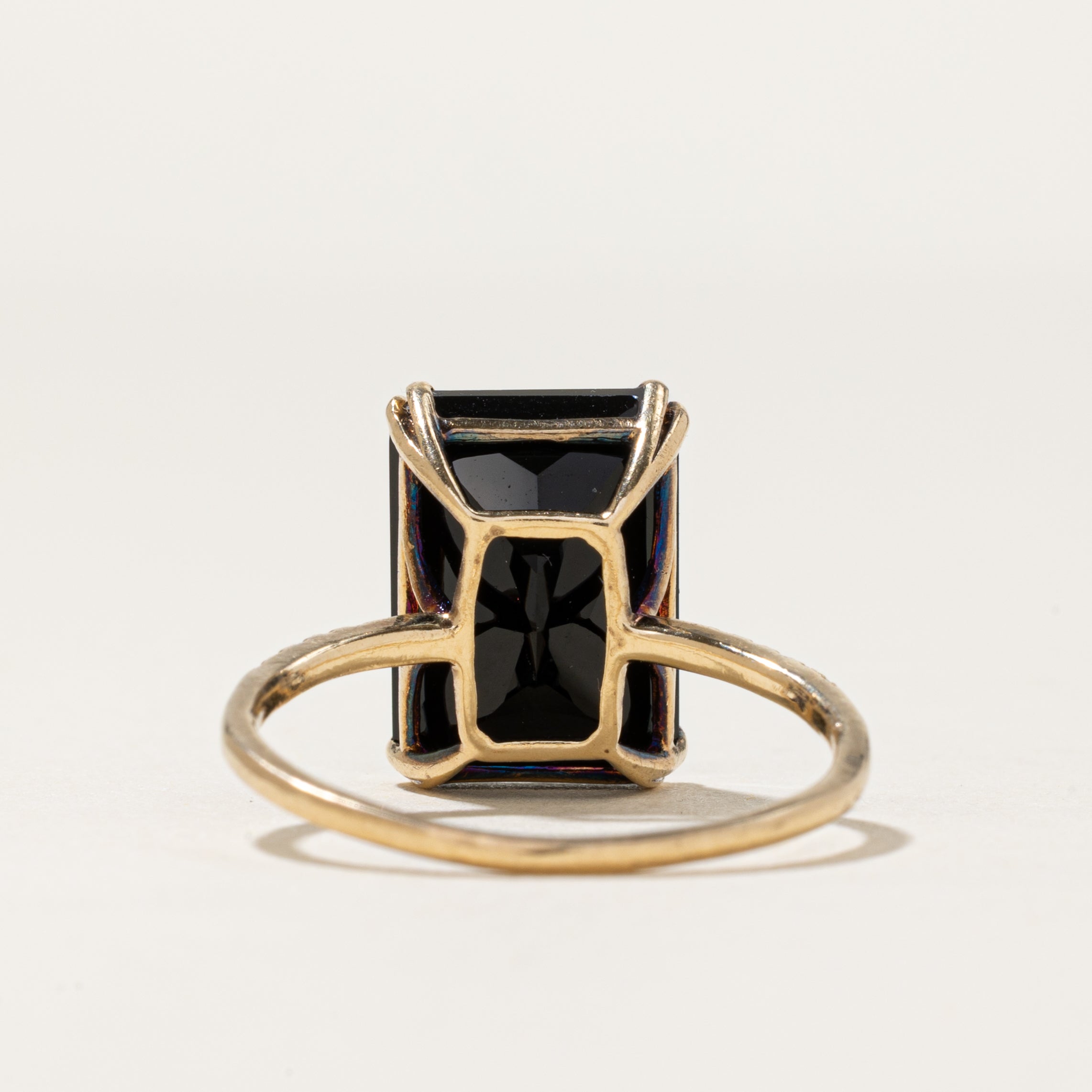 'Effy' 14k Rectangle Cut Onyx & Diamond Ring | 7.50ct, 0.05ctw | SZ 9.25