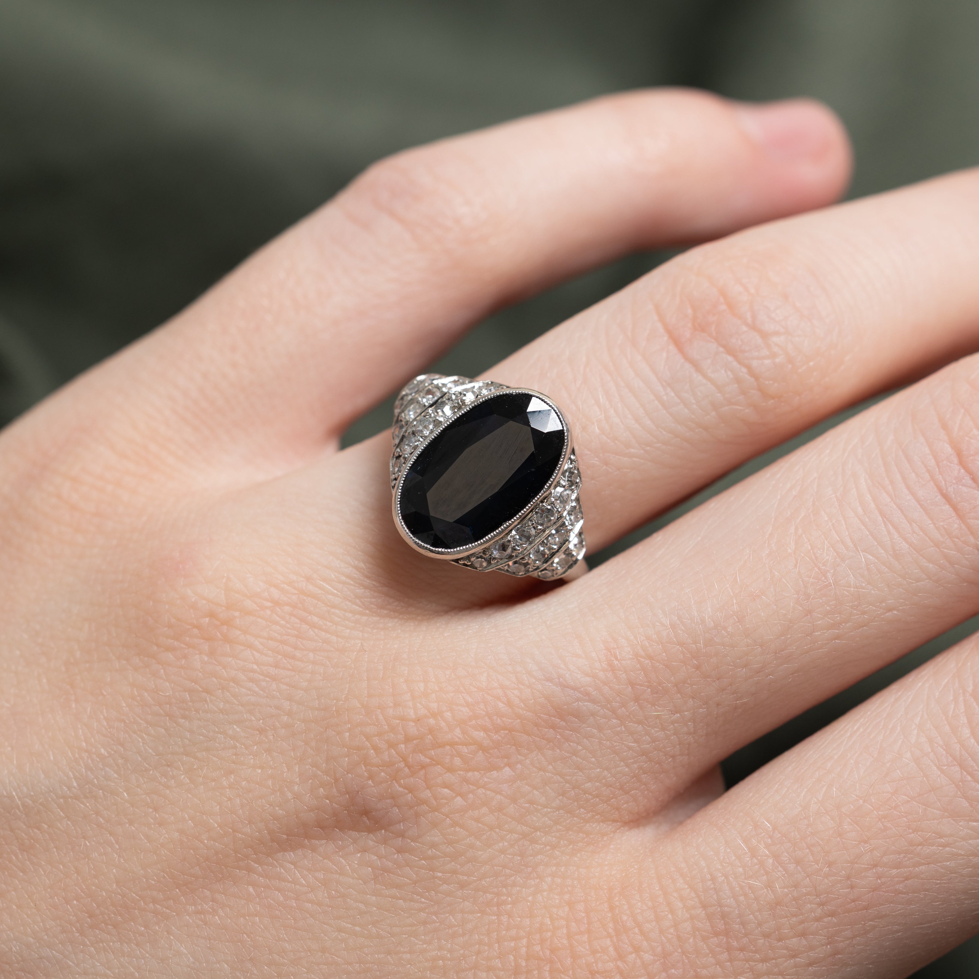 Vintage Platinum Sapphire & Diamond Ring | 3.16ct, 0.58ctw | SZ 5.75