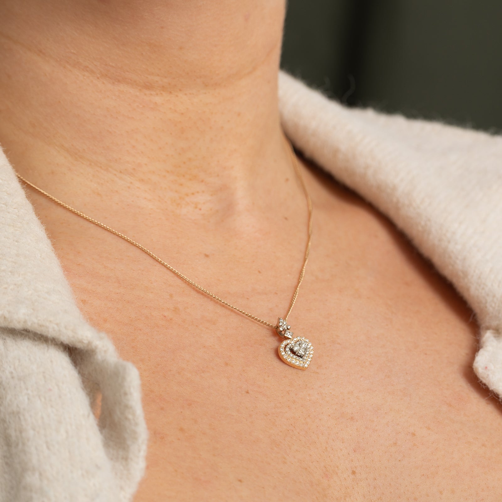 Diamond Cluster Heart Pendant | 0.60ctw