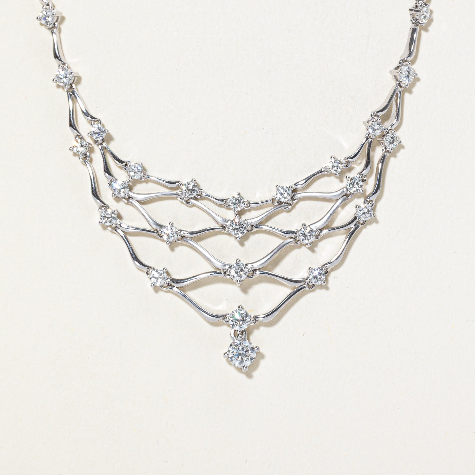Diamond Encrusted Bib Necklace | 1.96ctw | 15.5"
