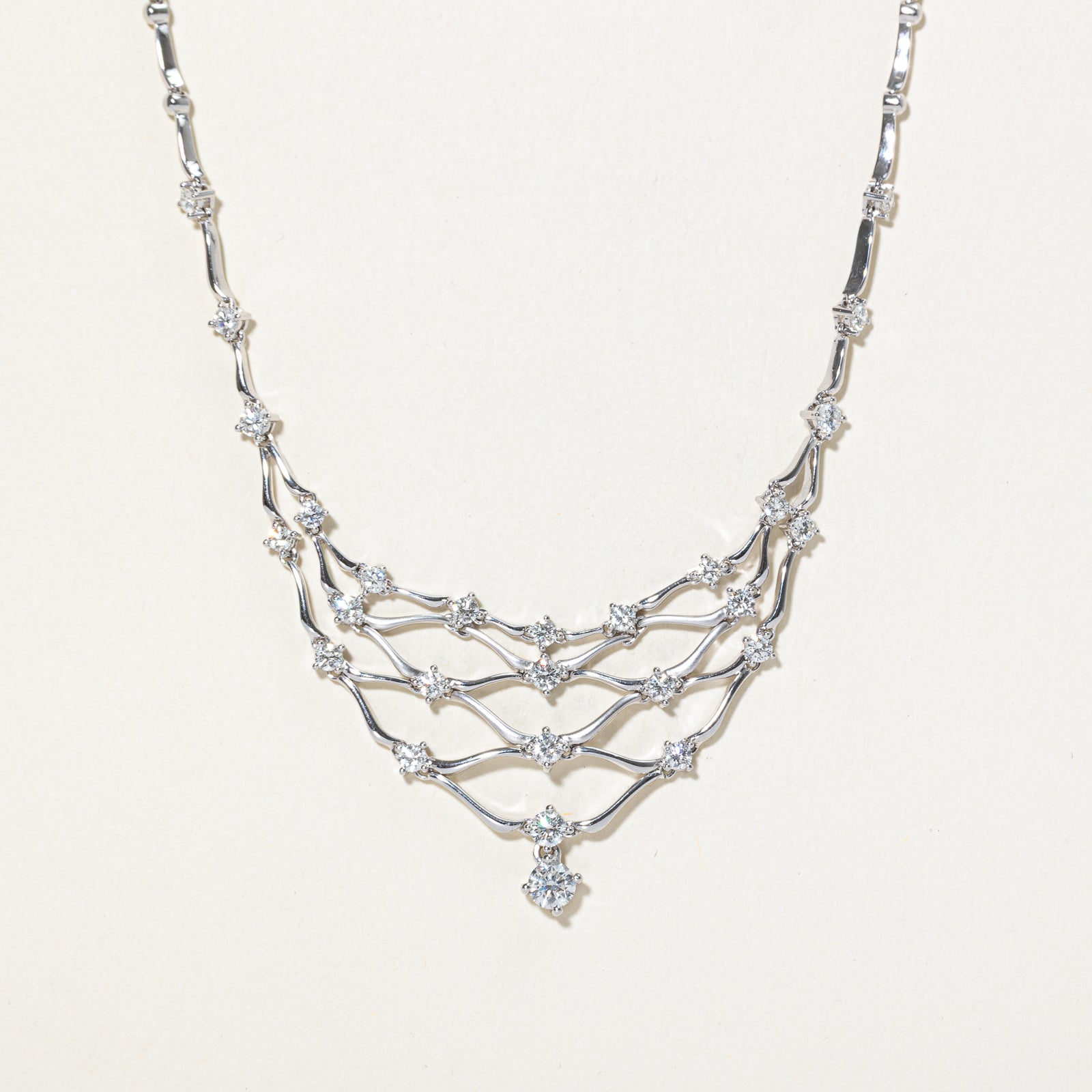 Diamond Encrusted Bib Necklace | 1.96ctw | 15.5"