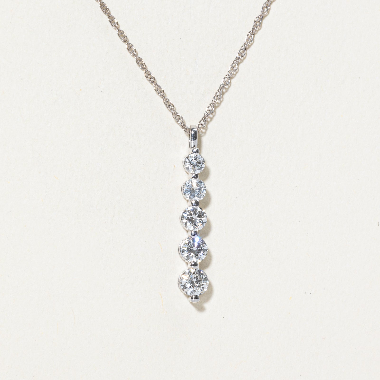 Diamond Column Pendant Necklace | 1.00ctw | 18"