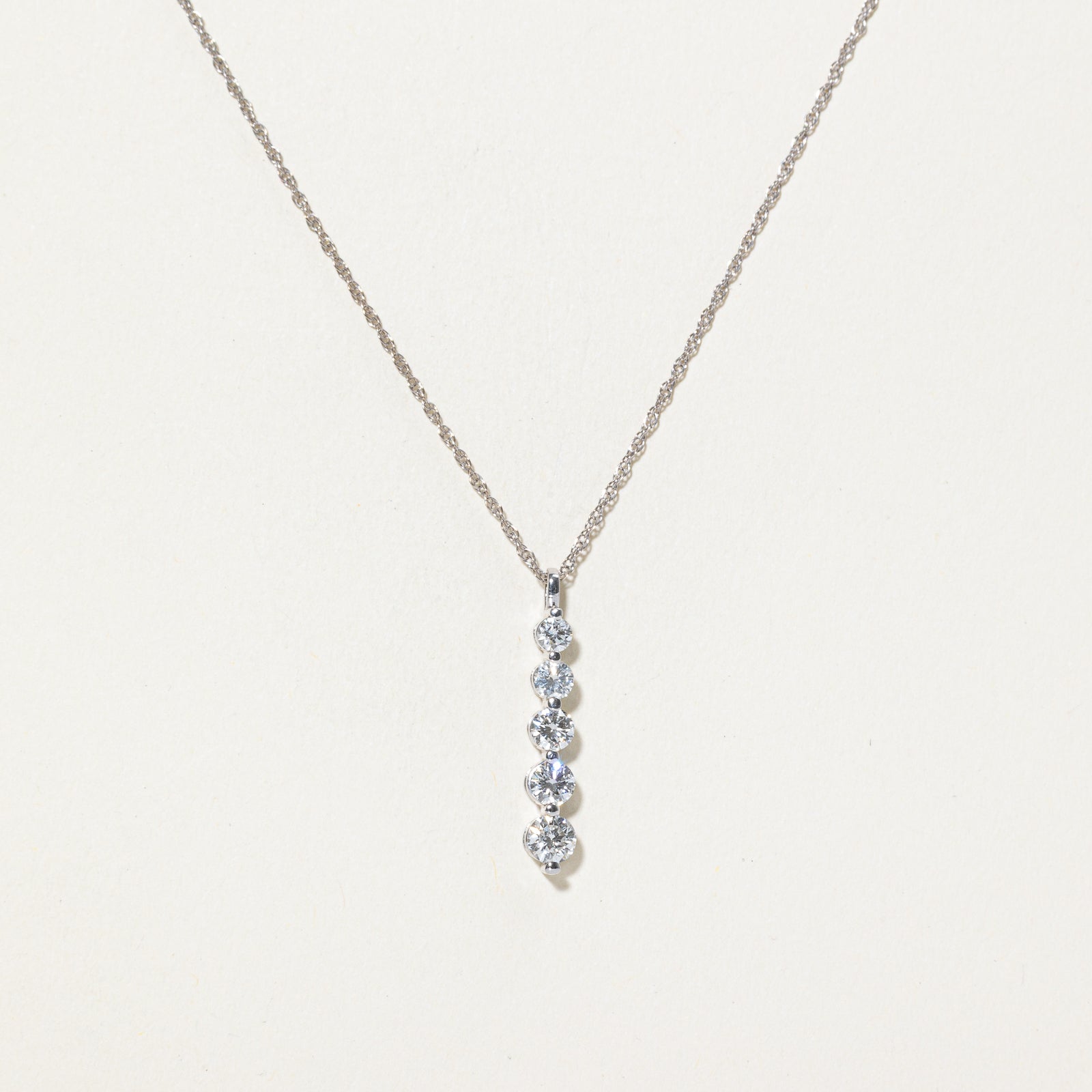 Diamond Column Pendant Necklace | 1.00ctw | 18"
