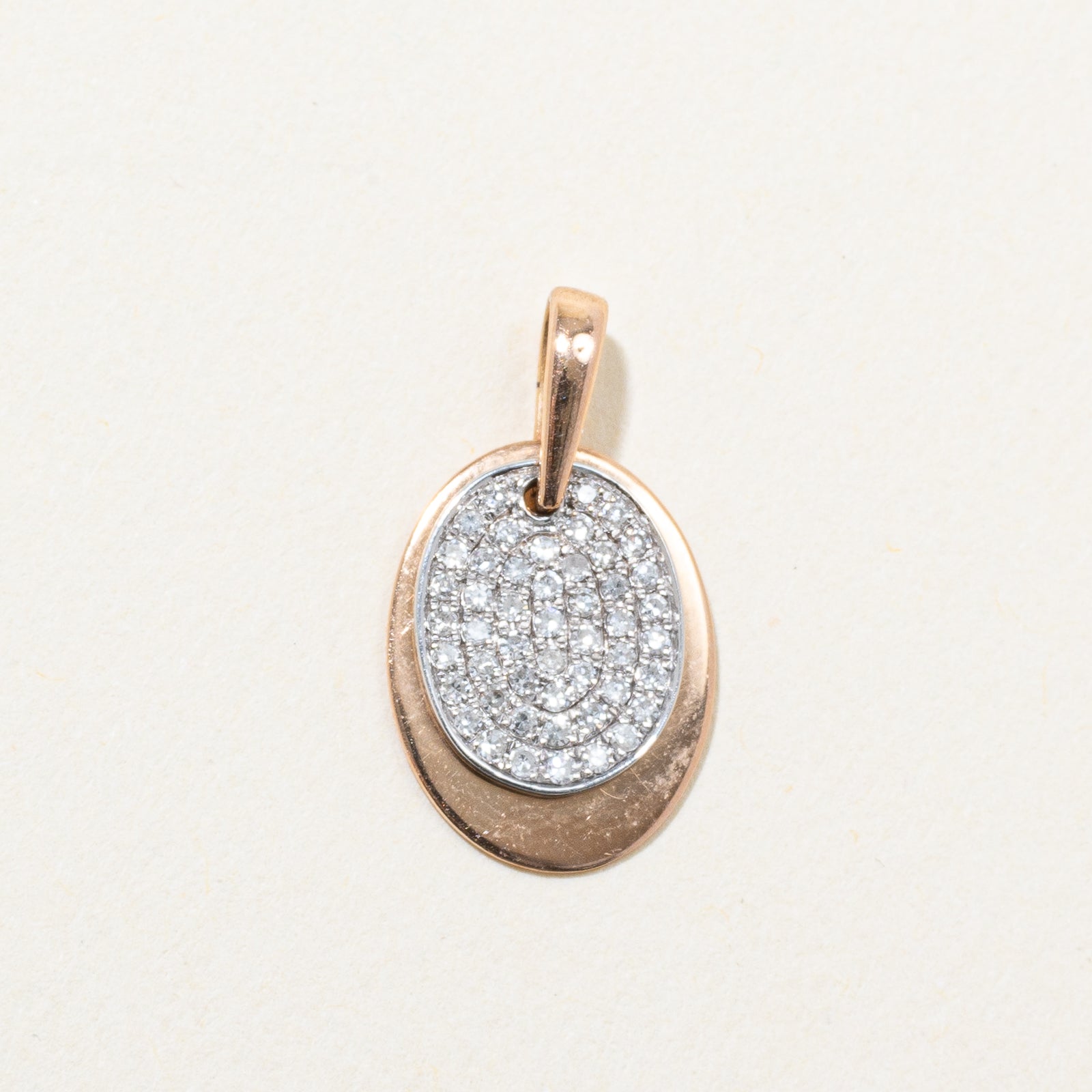 Pavé Set Diamond Oval Pendant | 0.09ctw