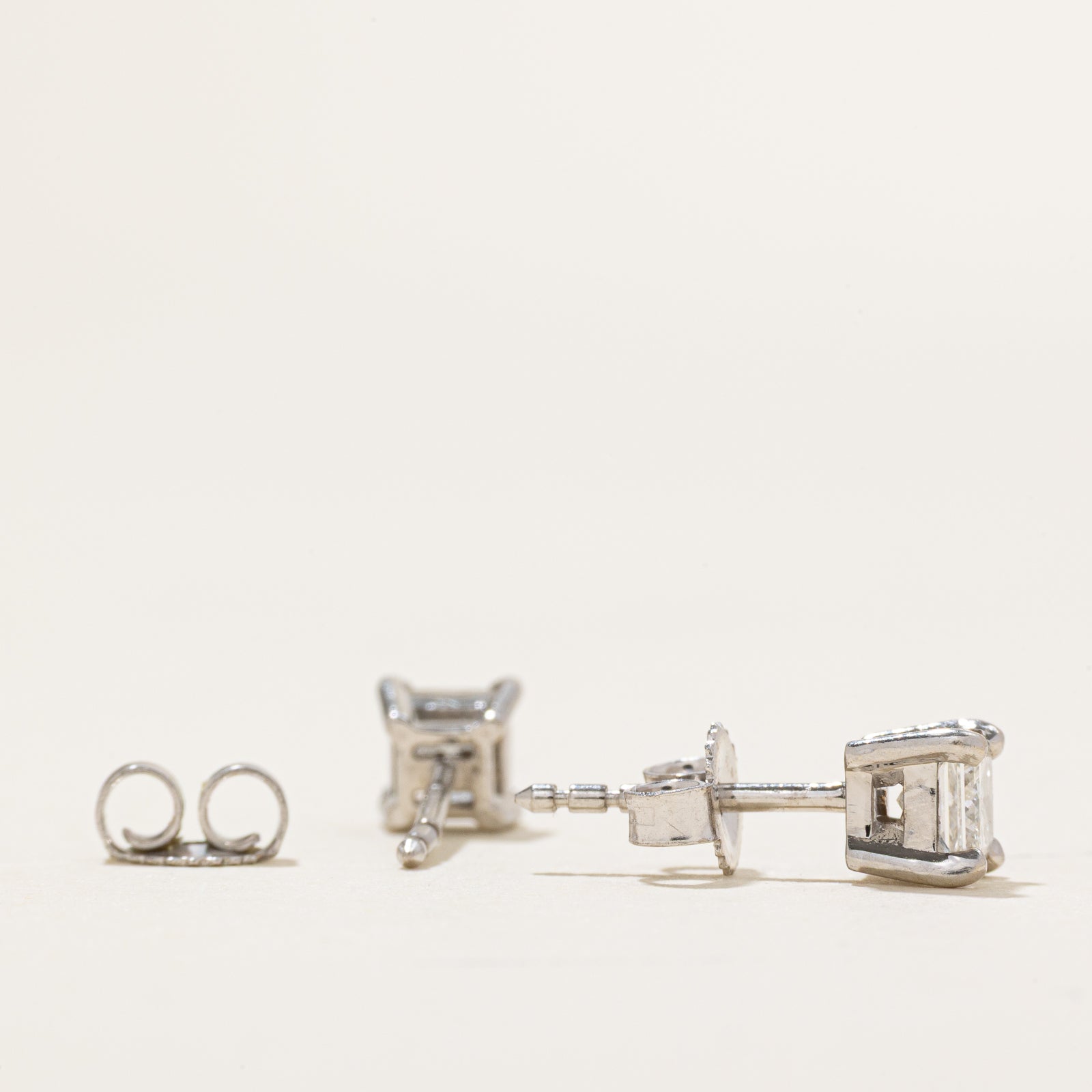 GIA Certified Princess Cut Diamond Stud Earrings | 0.64ctw SI1/SI2 G |
