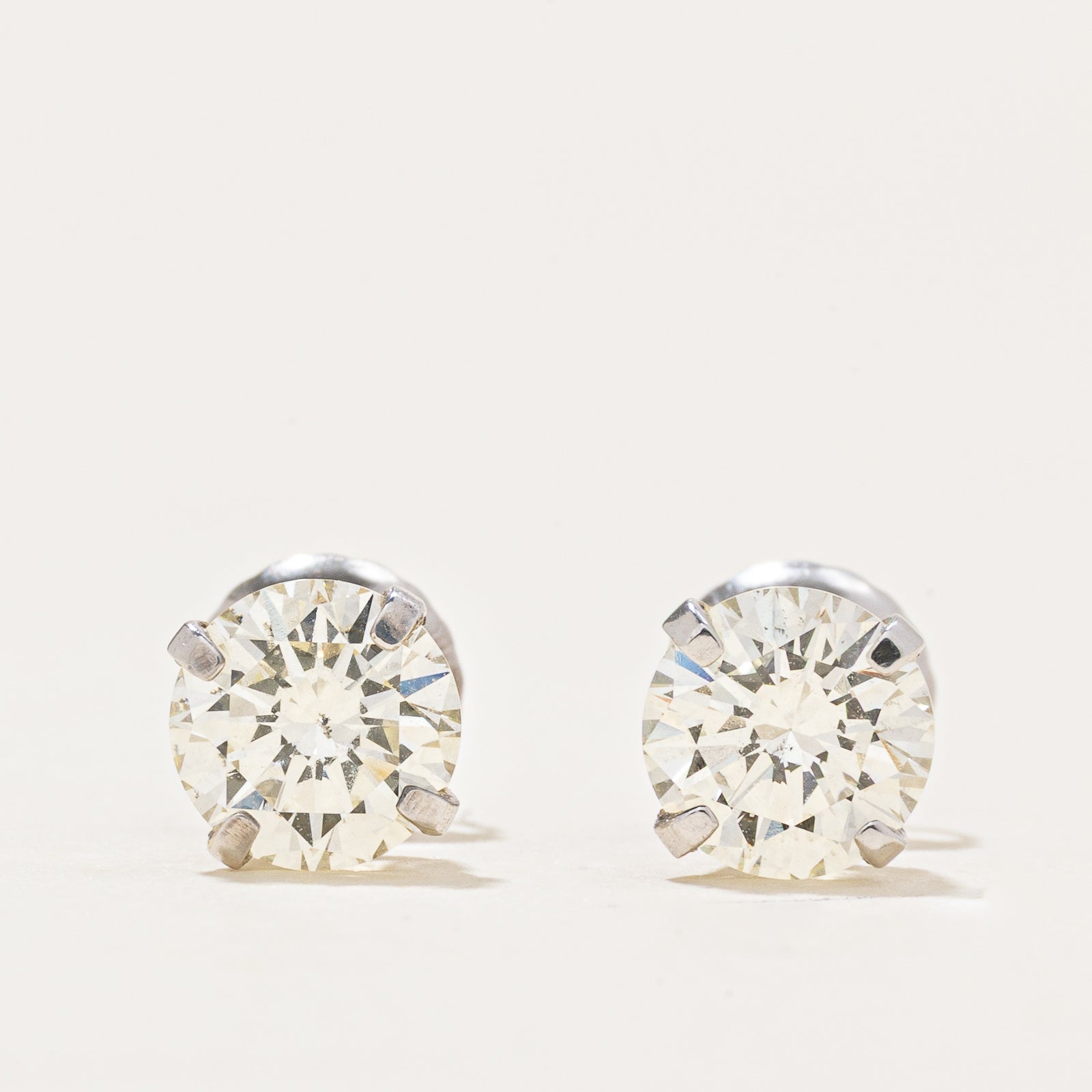 Solitaire Round Brilliant Diamond Stud Earrings | 1.20ctw SI1/SI2 L/M |